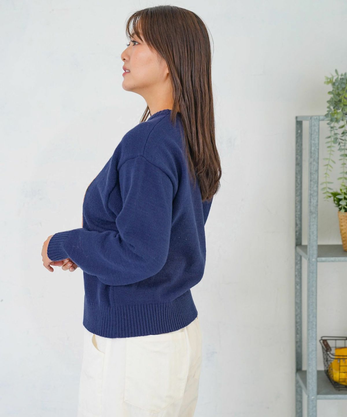 キャップネコ柄ジャガードニットプルオーバー-10