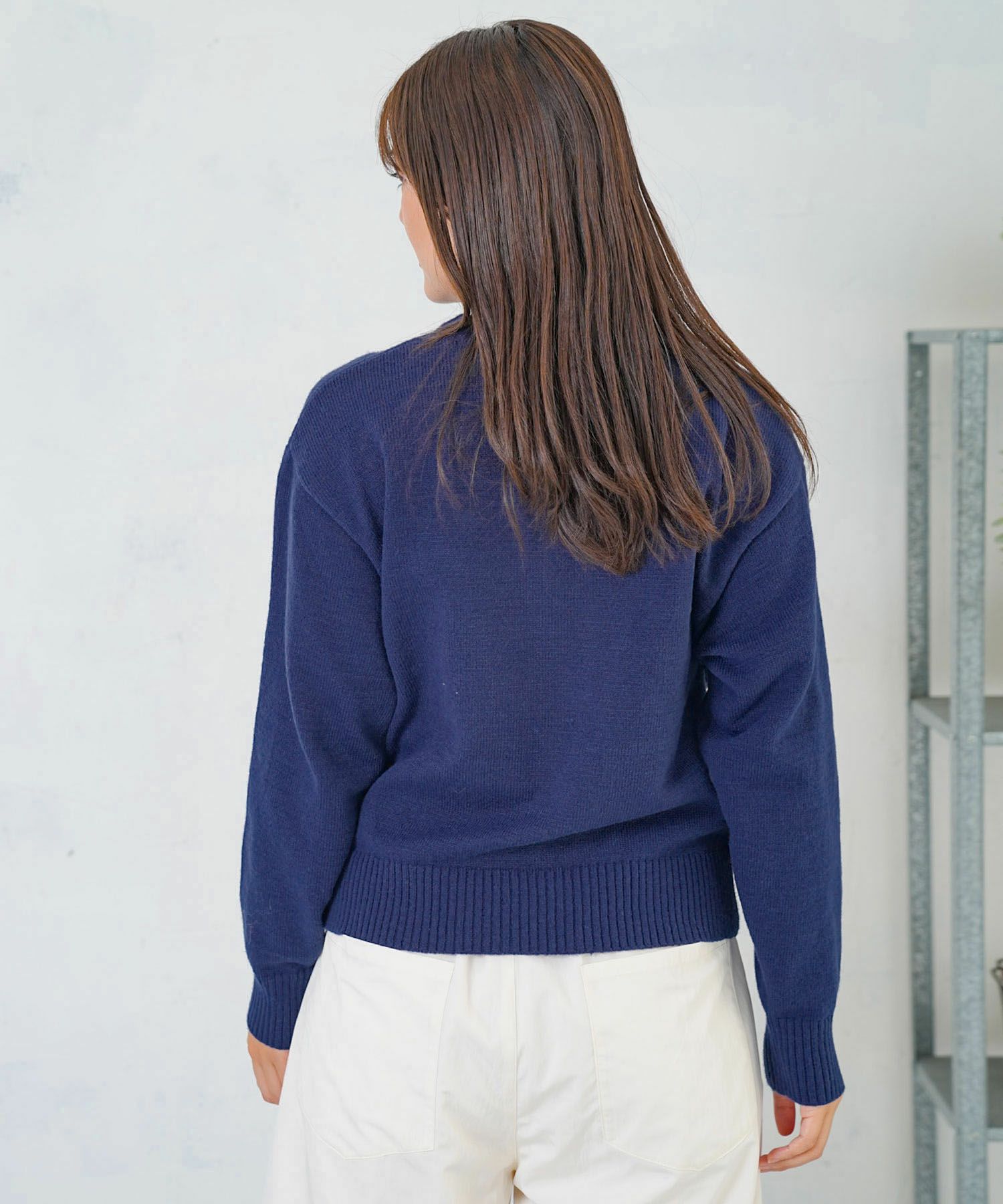 キャップネコ柄ジャガードニットプルオーバー-12