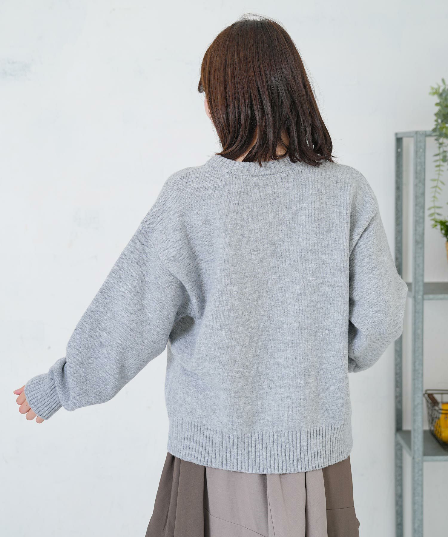 キャップネコ柄ジャガードニットプルオーバー-20