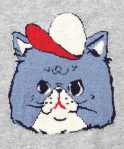 キャップネコ柄ジャガードニットプルオーバー-26