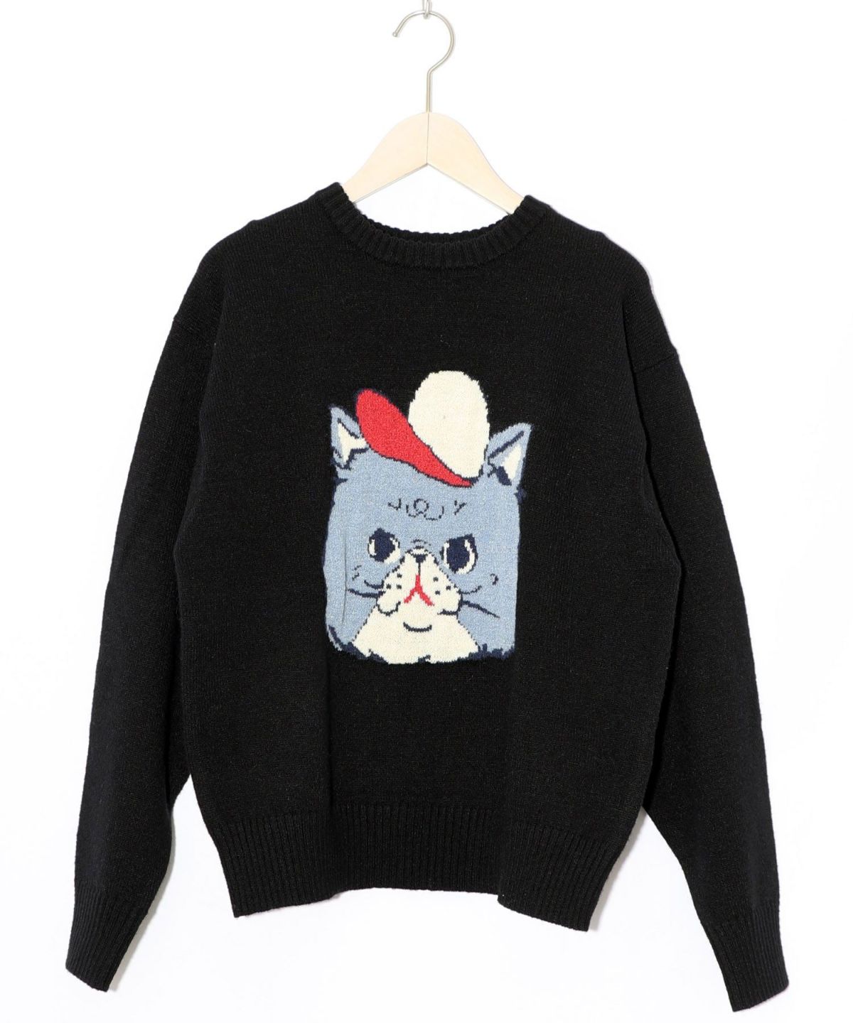 キャップネコ柄ジャガードニットプルオーバー-27