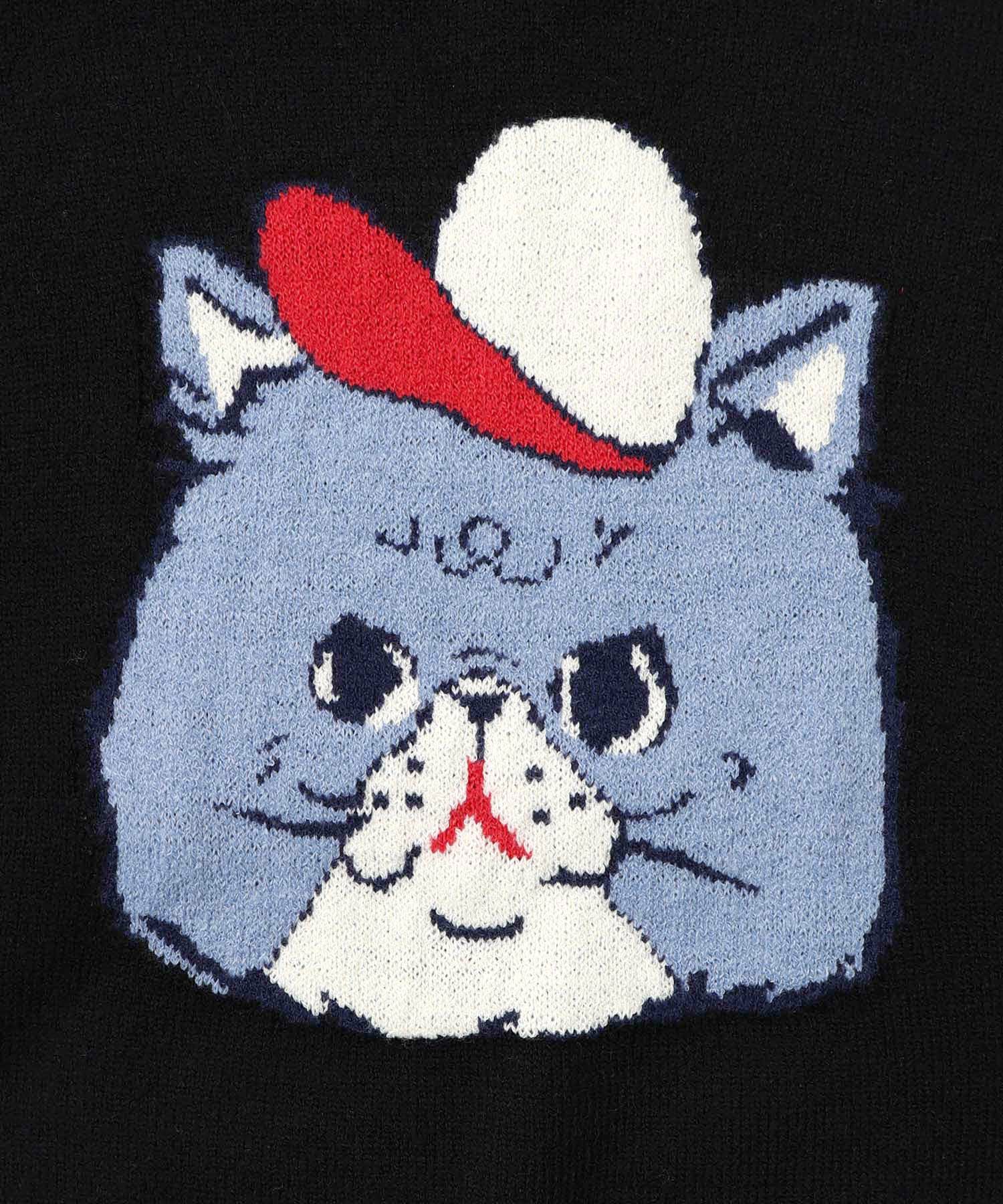 キャップネコ柄ジャガードニットプルオーバー-28