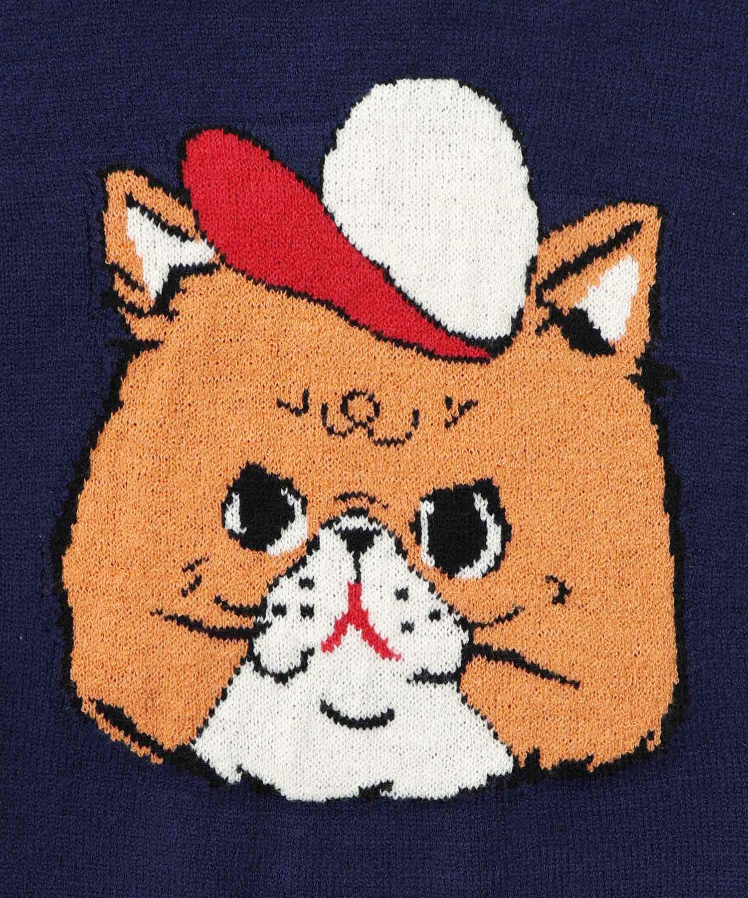 キャップネコ柄ジャガードニットプルオーバー-30