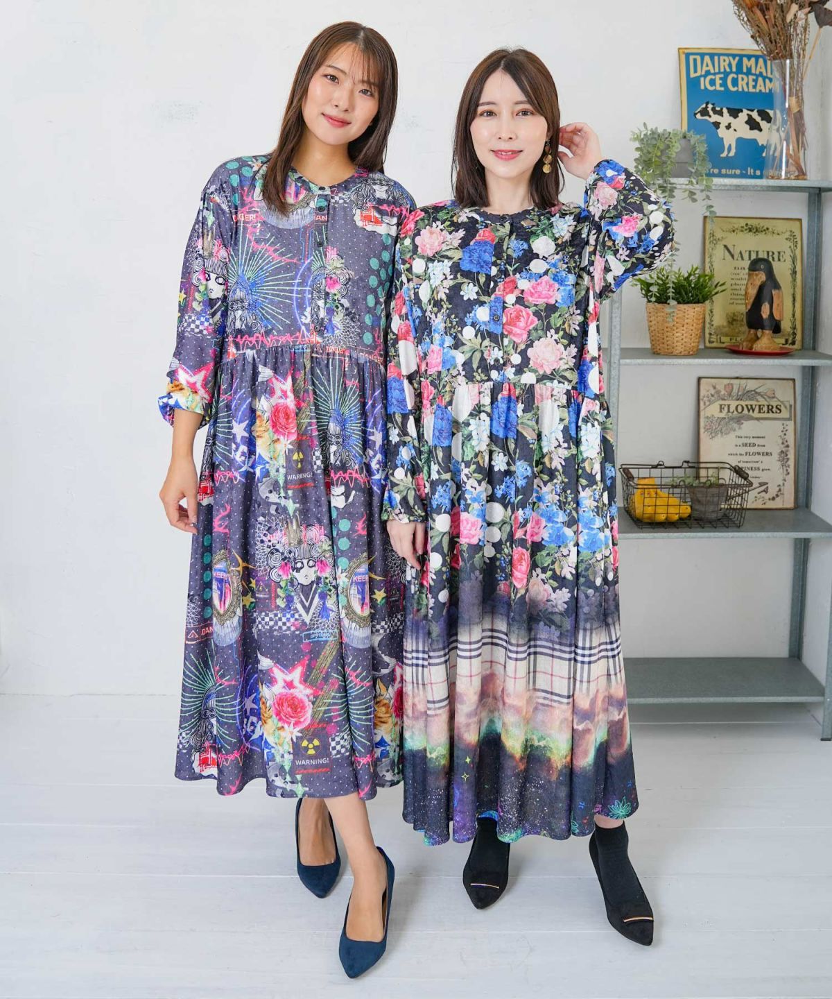 2柄展開クラッシュベロアワンピース-1