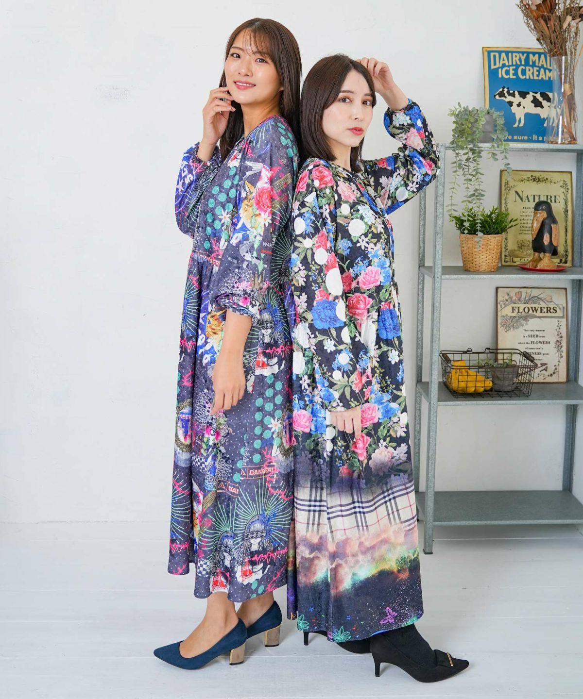 2柄展開クラッシュベロアワンピース-2