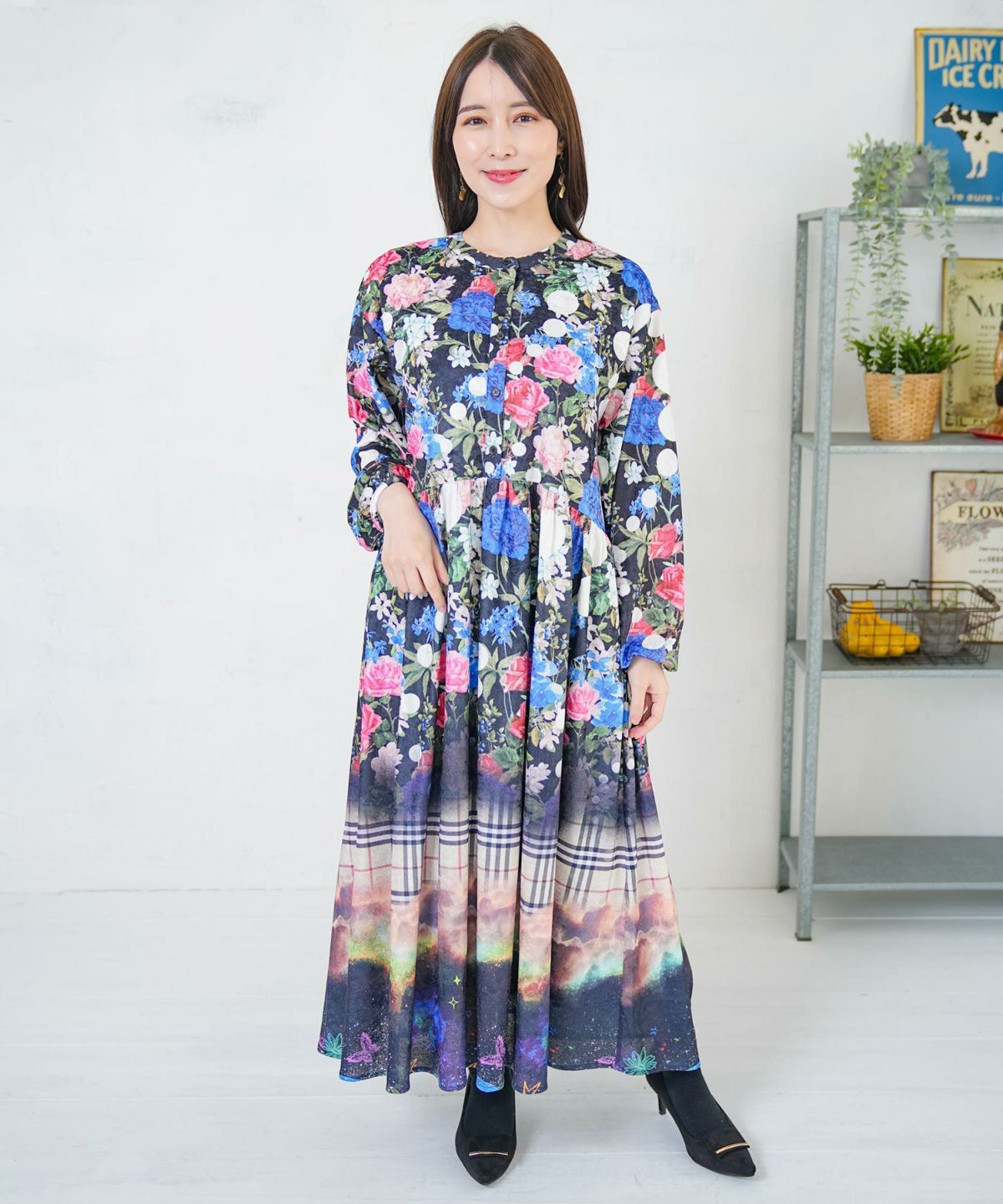 2柄展開クラッシュベロアワンピース-11