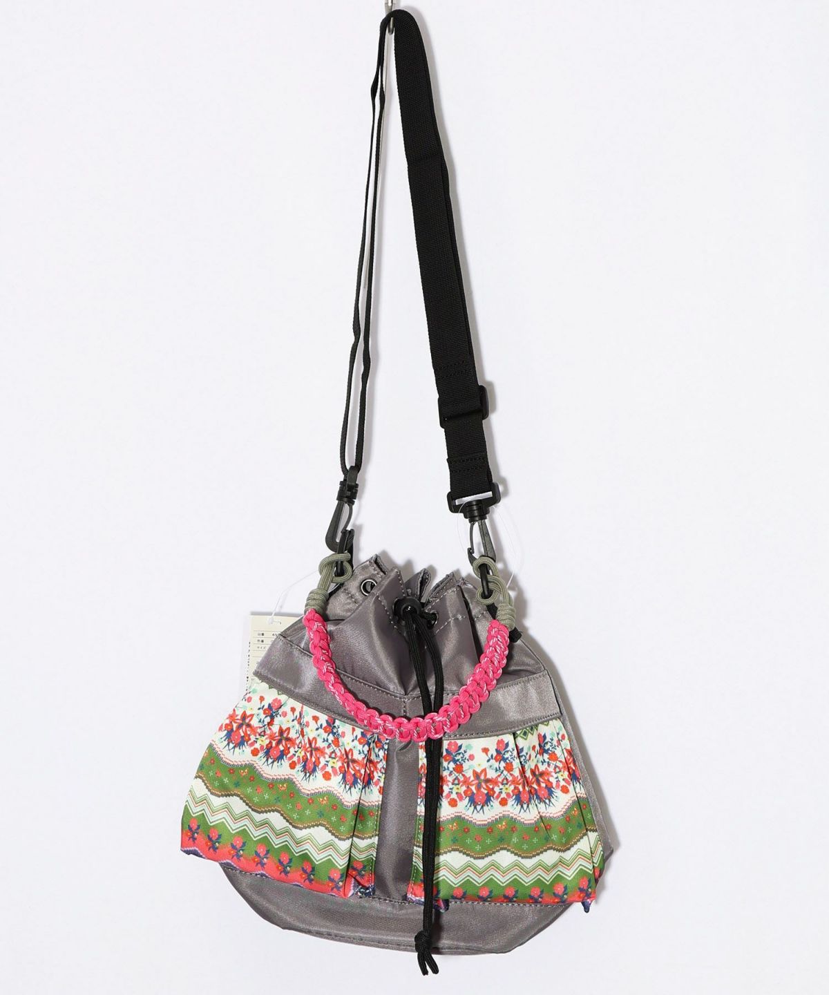 民族風柄配色パラコード付き巾着バッグ-7