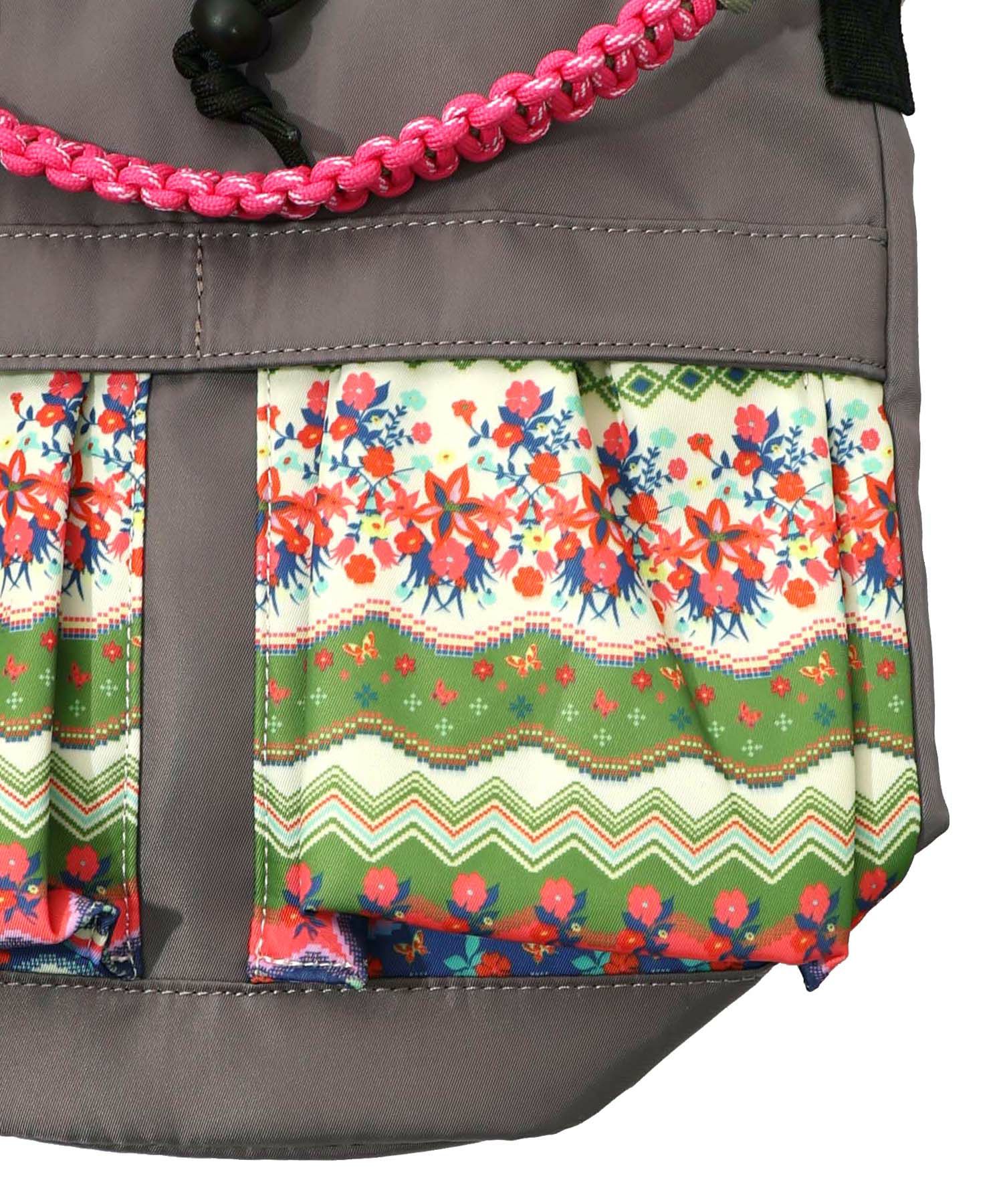 民族風柄配色パラコード付き巾着バッグ-8