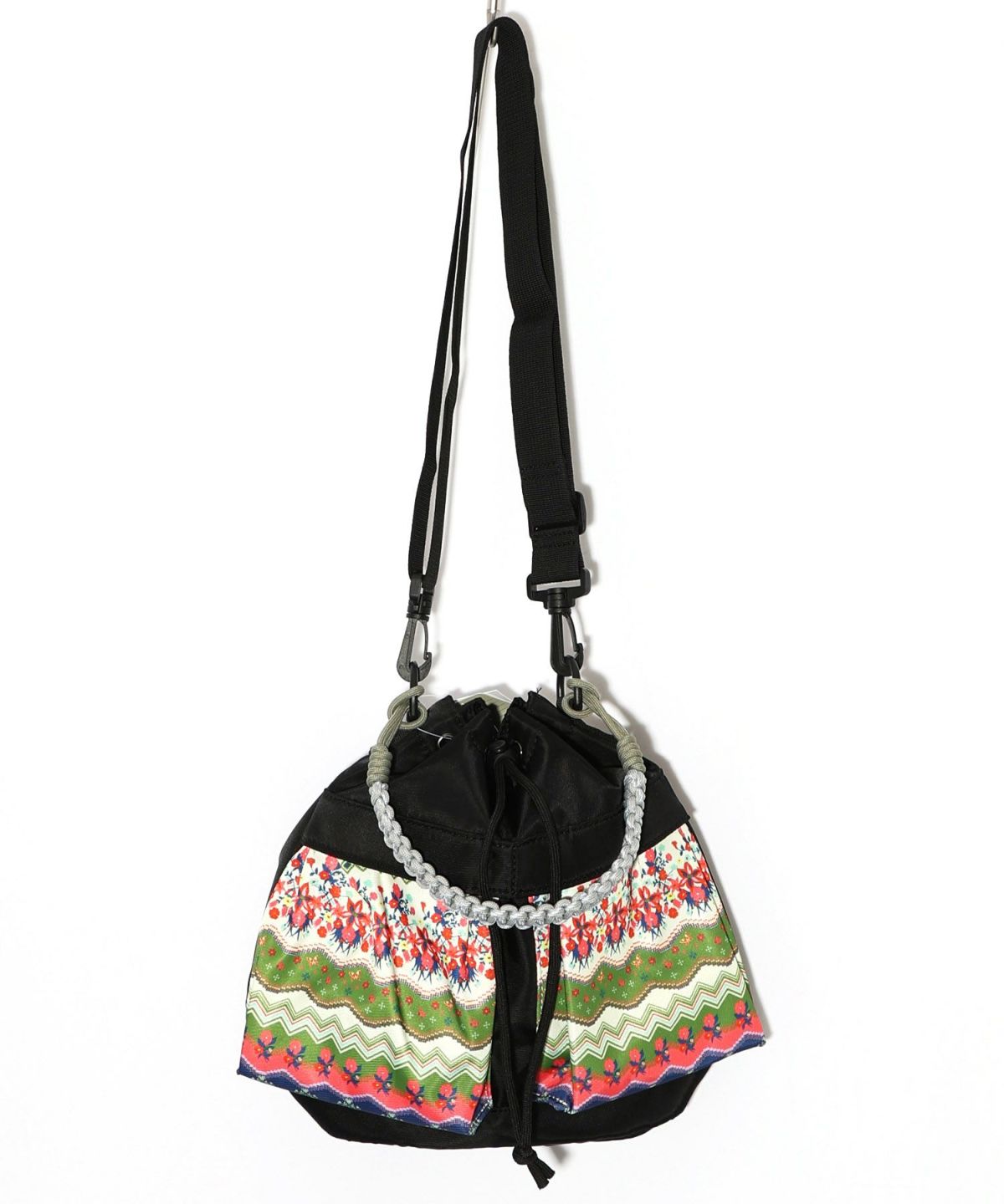 民族風柄配色パラコード付き巾着バッグ-9