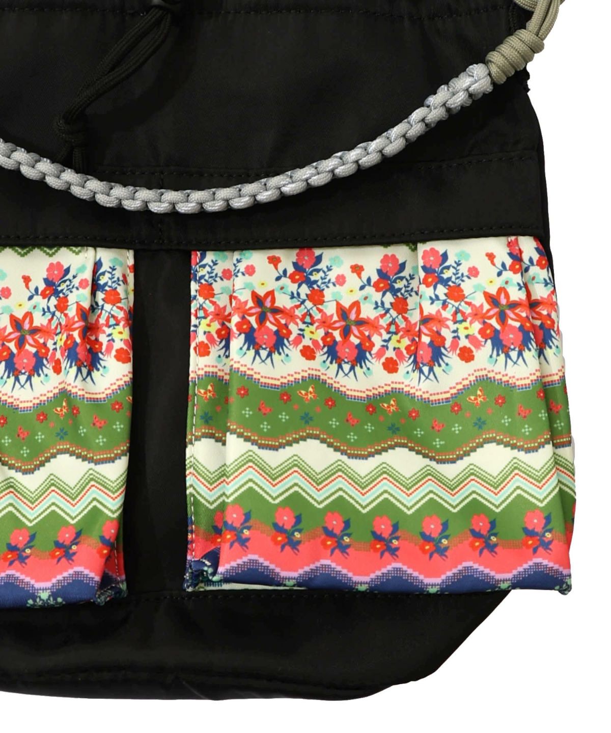 民族風柄配色パラコード付き巾着バッグ-10