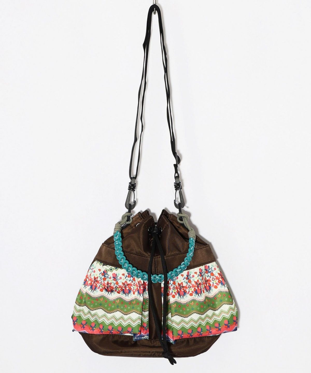 民族風柄配色パラコード付き巾着バッグ-11