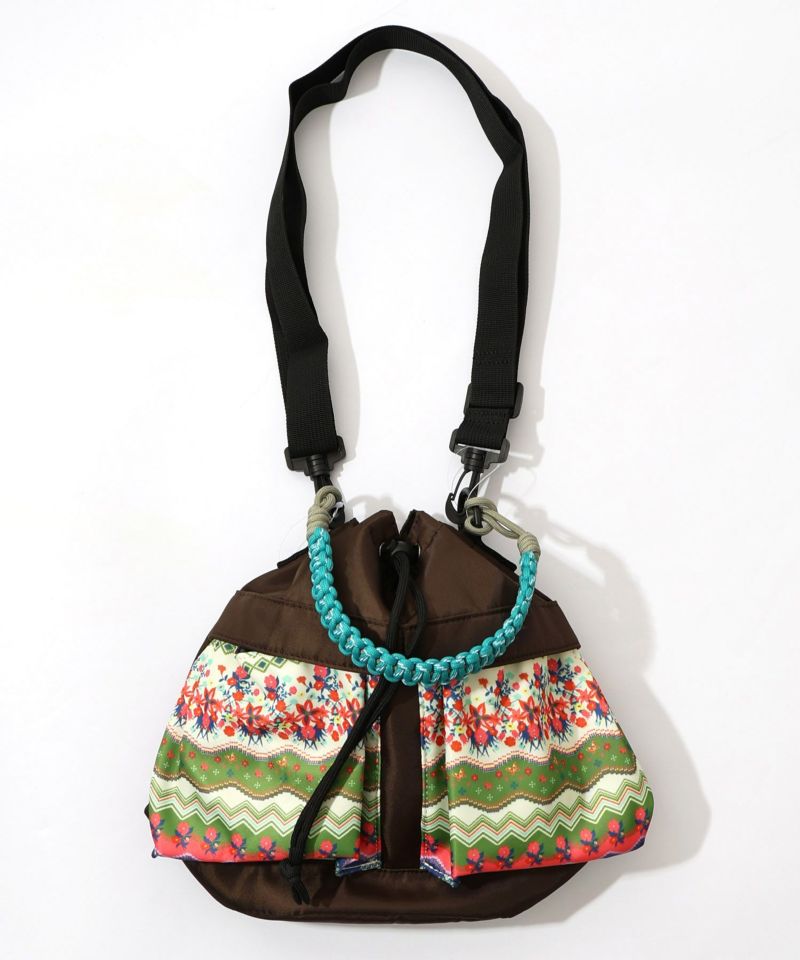 民族風柄配色パラコード付き巾着バッグ-13