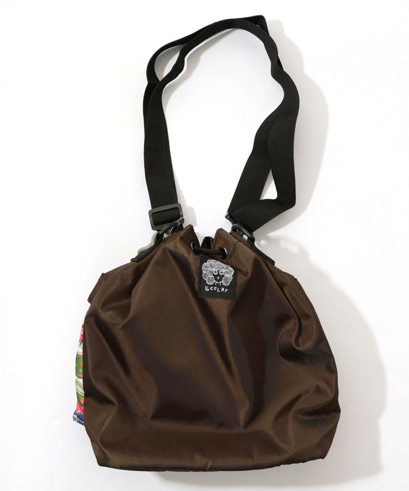 民族風柄配色パラコード付き巾着バッグ-14