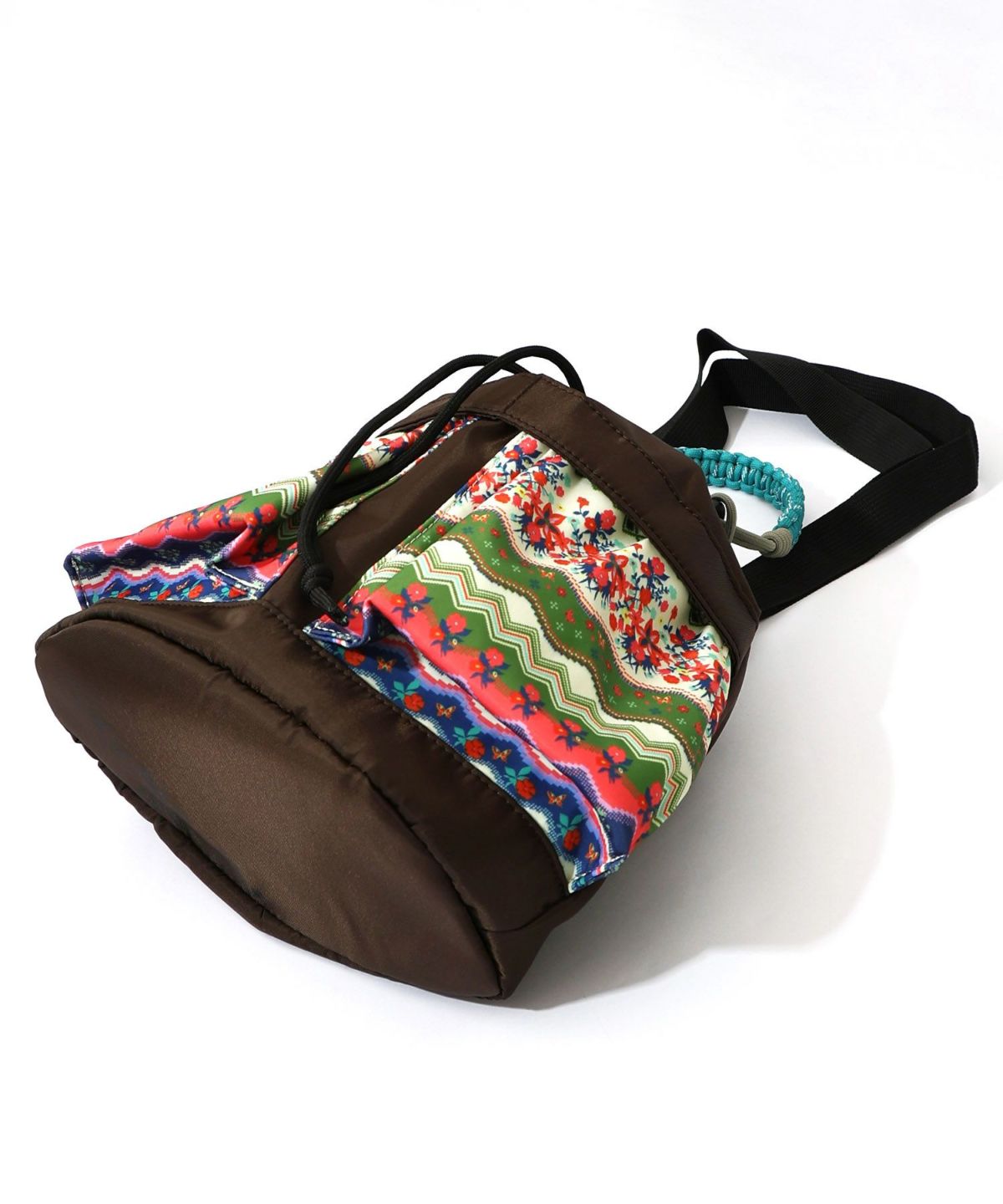 民族風柄配色パラコード付き巾着バッグ-15