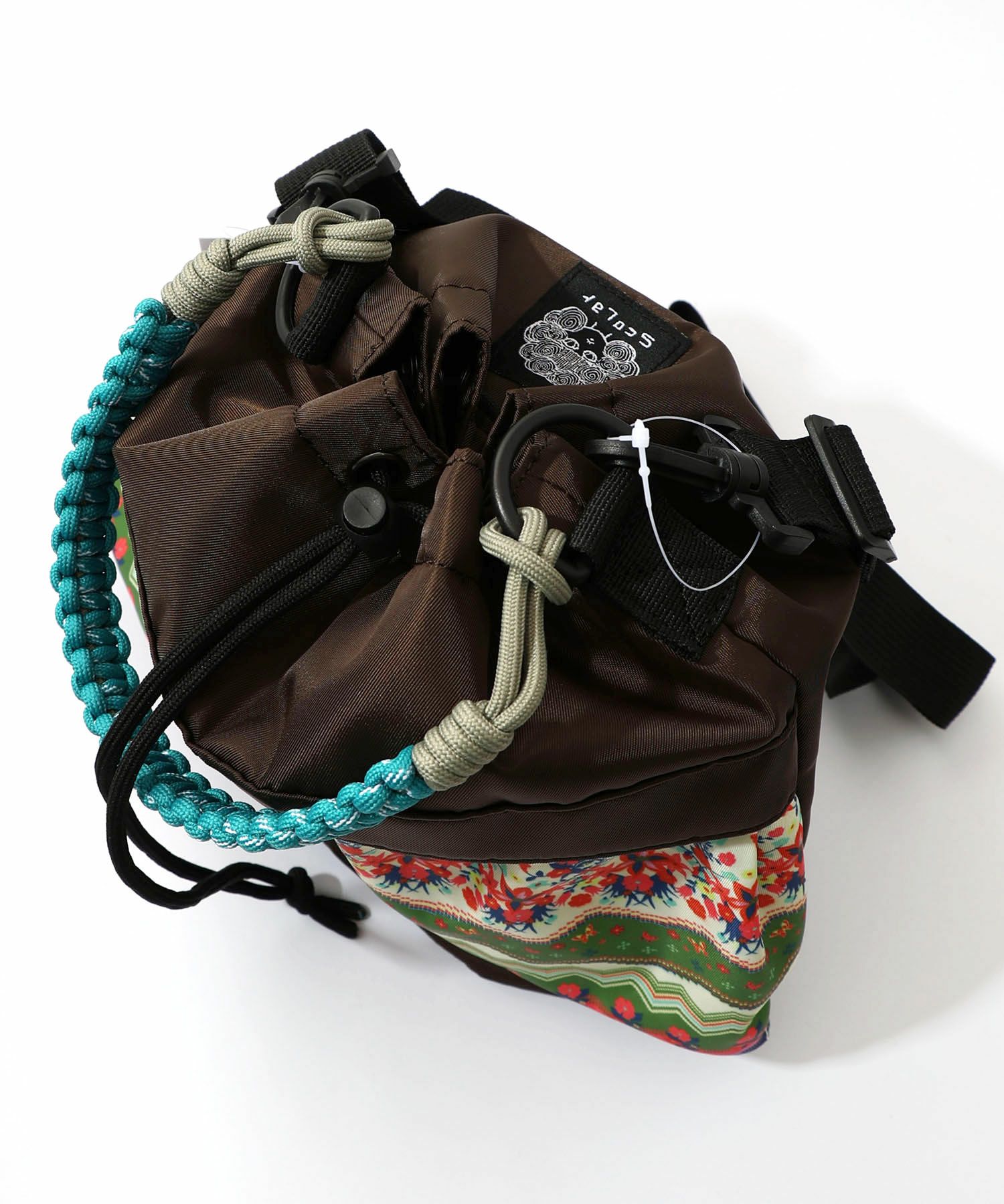 民族風柄配色パラコード付き巾着バッグ-16