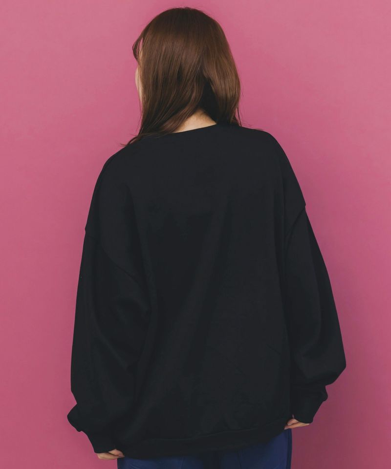 フェイクボディバッグ×ネコ刺繍付き裏毛プルオーバー-6