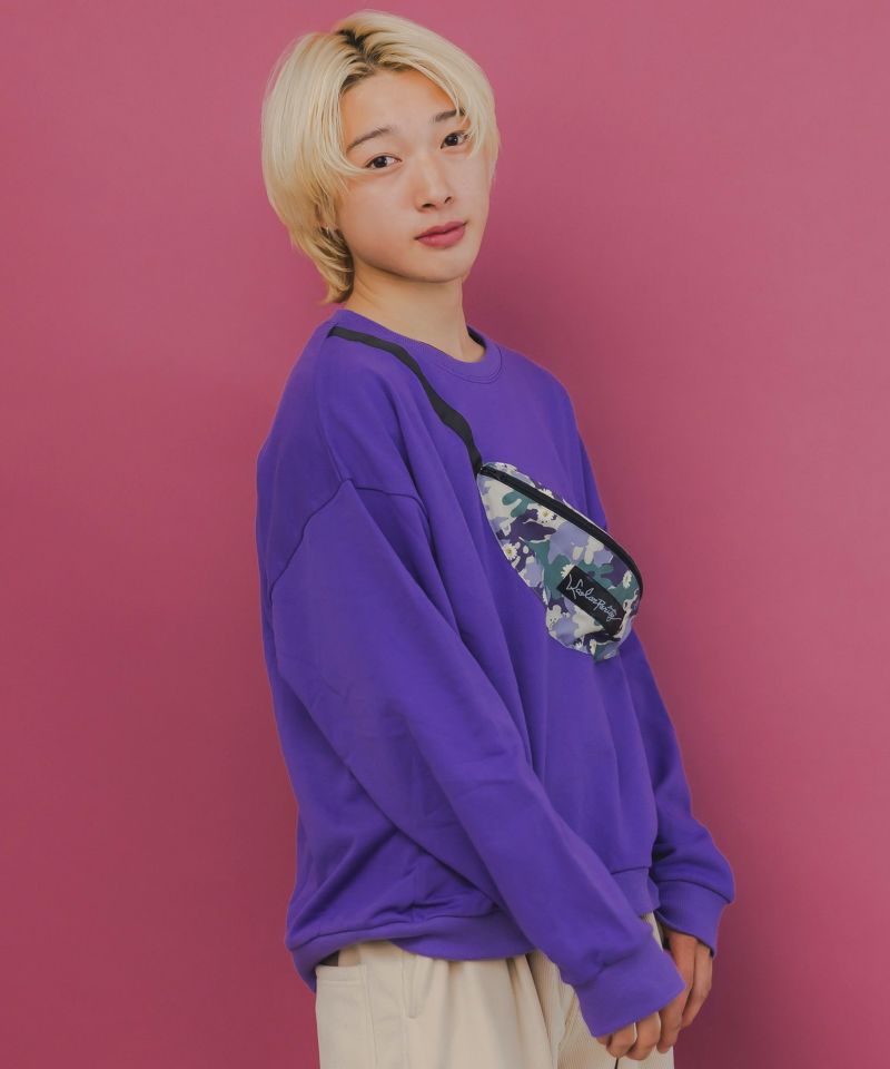 フェイクボディバッグ×ネコ刺繍付き裏毛プルオーバー-10