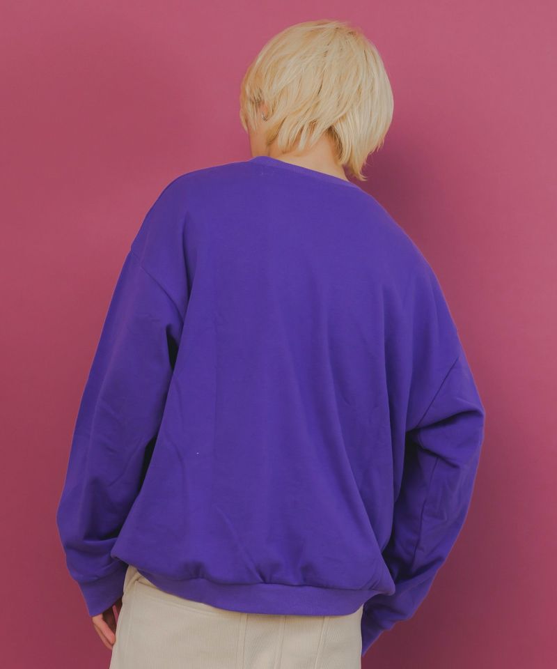 フェイクボディバッグ×ネコ刺繍付き裏毛プルオーバー-11