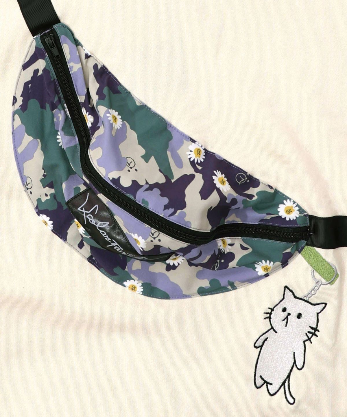 フェイクボディバッグ×ネコ刺繍付き裏毛プルオーバー-15