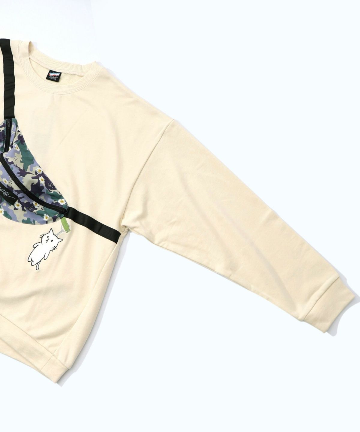 フェイクボディバッグ×ネコ刺繍付き裏毛プルオーバー-22