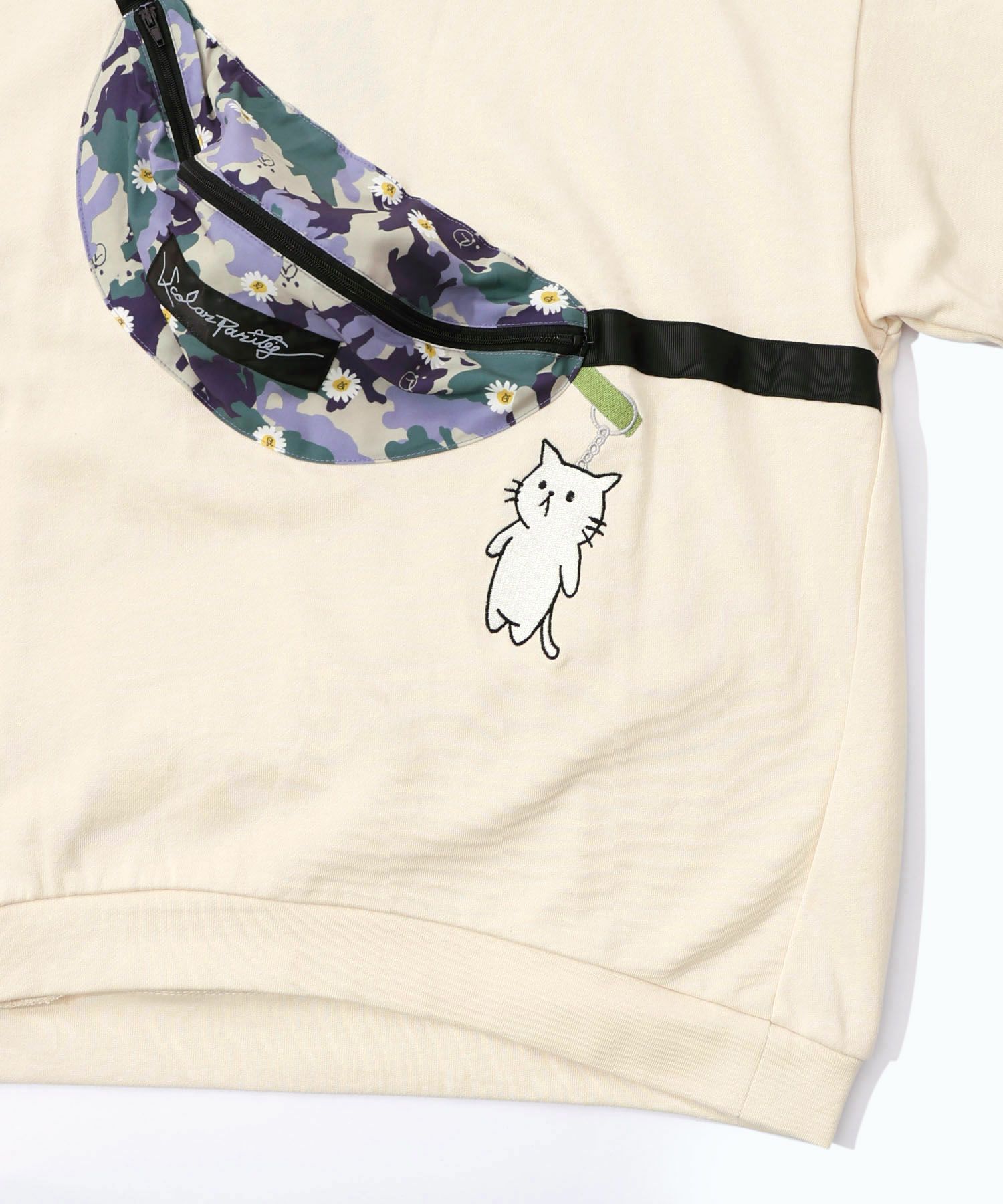 フェイクボディバッグ×ネコ刺繍付き裏毛プルオーバー-23
