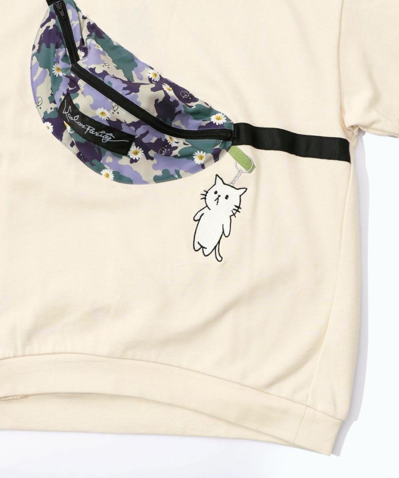 フェイクボディバッグ×ネコ刺繍付き裏毛プルオーバー-23