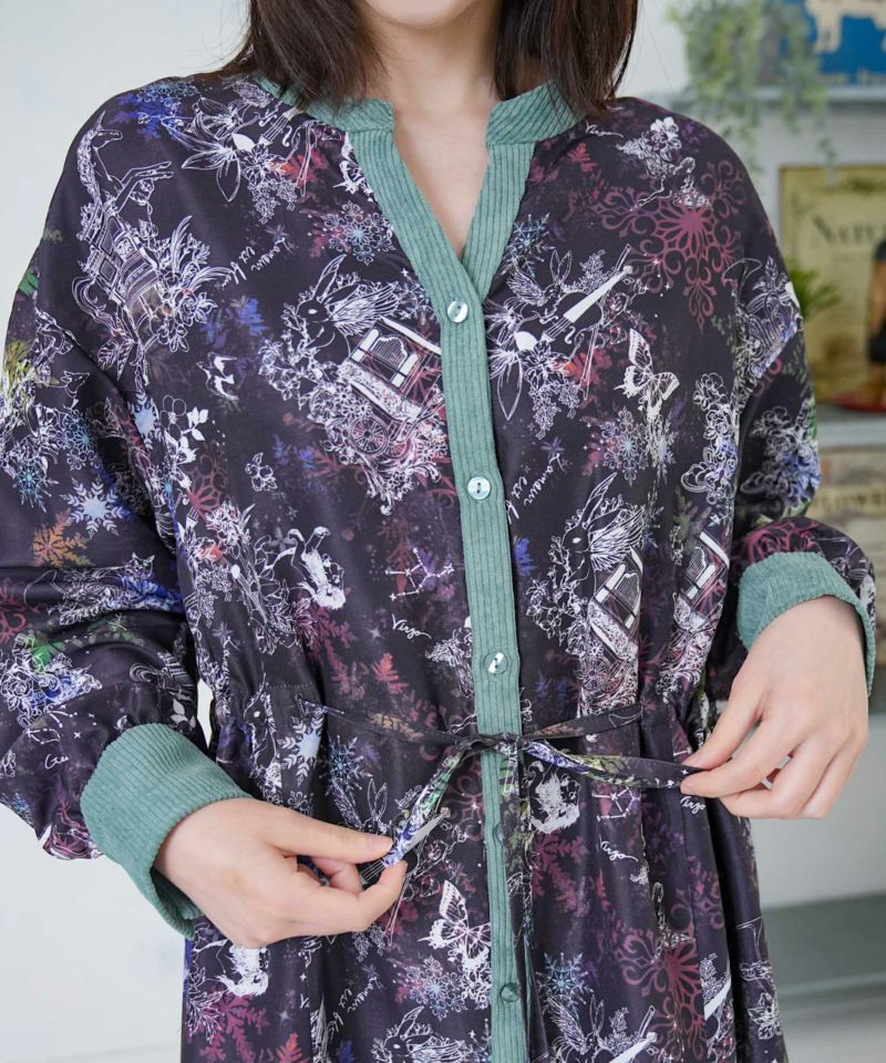 星座・楽器・雪の結晶柄 布帛×コーデュロイワンピ-6