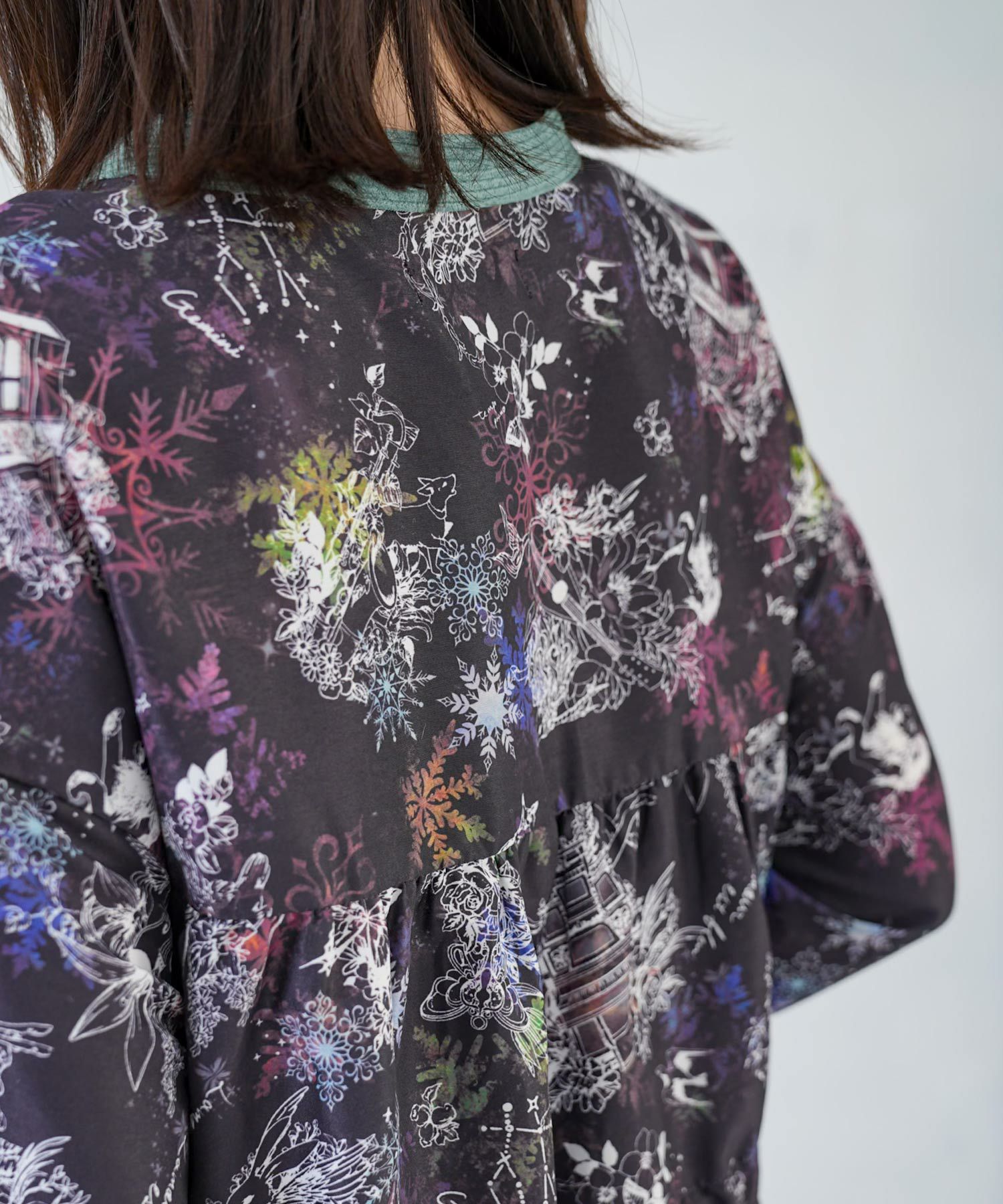 星座・楽器・雪の結晶柄 布帛×コーデュロイワンピ-9