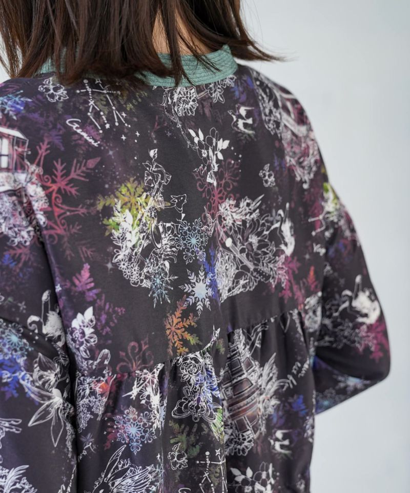 星座・楽器・雪の結晶柄 布帛×コーデュロイワンピ-9