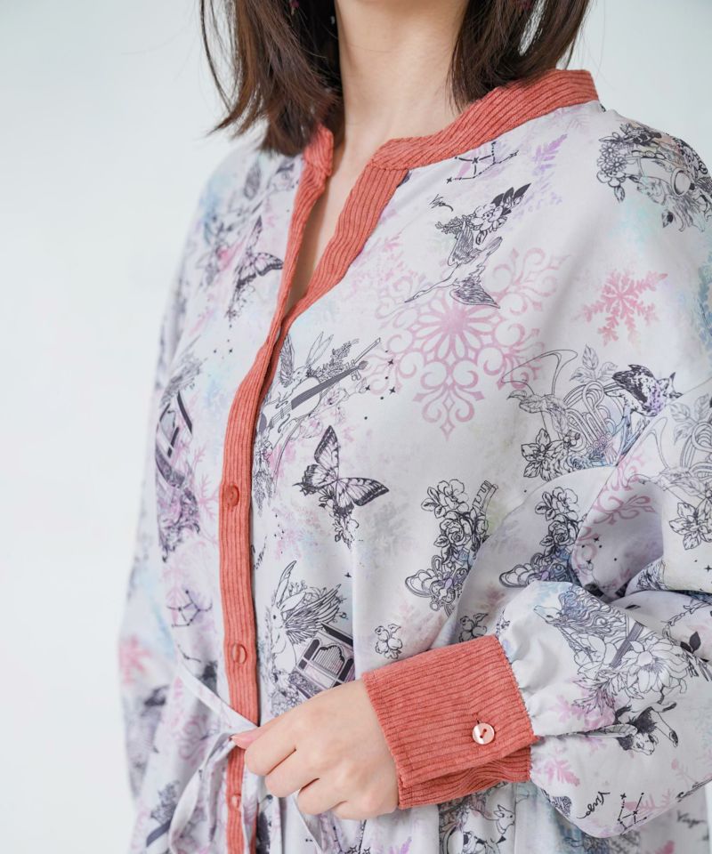 星座・楽器・雪の結晶柄 布帛×コーデュロイワンピ-13