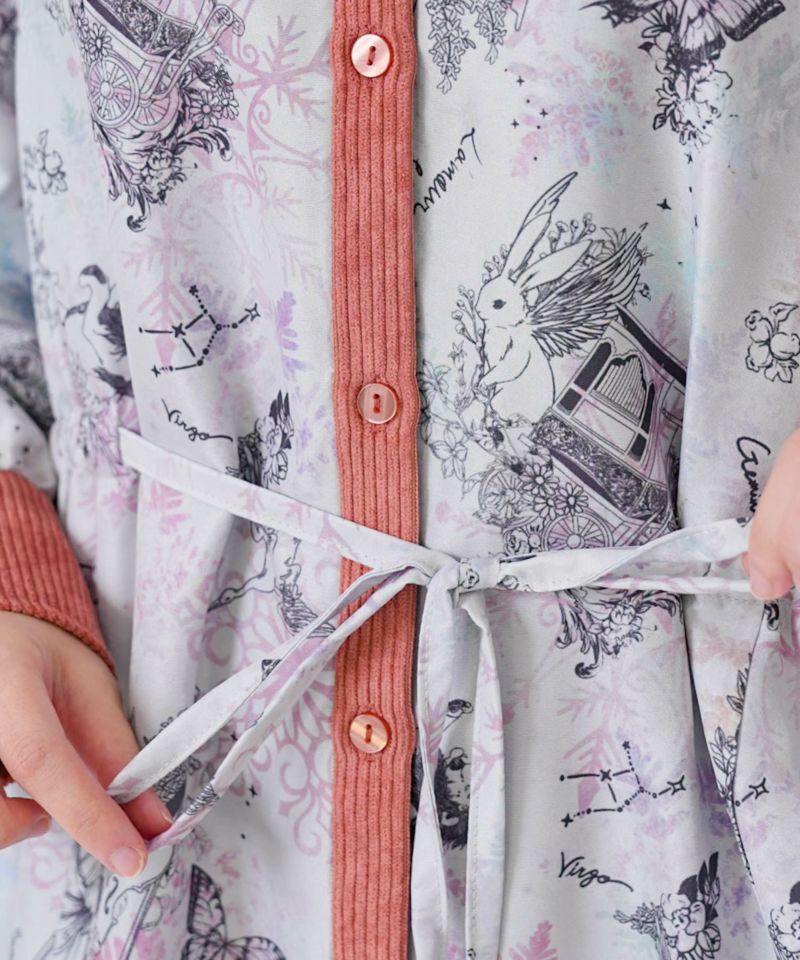 星座・楽器・雪の結晶柄 布帛×コーデュロイワンピ-14