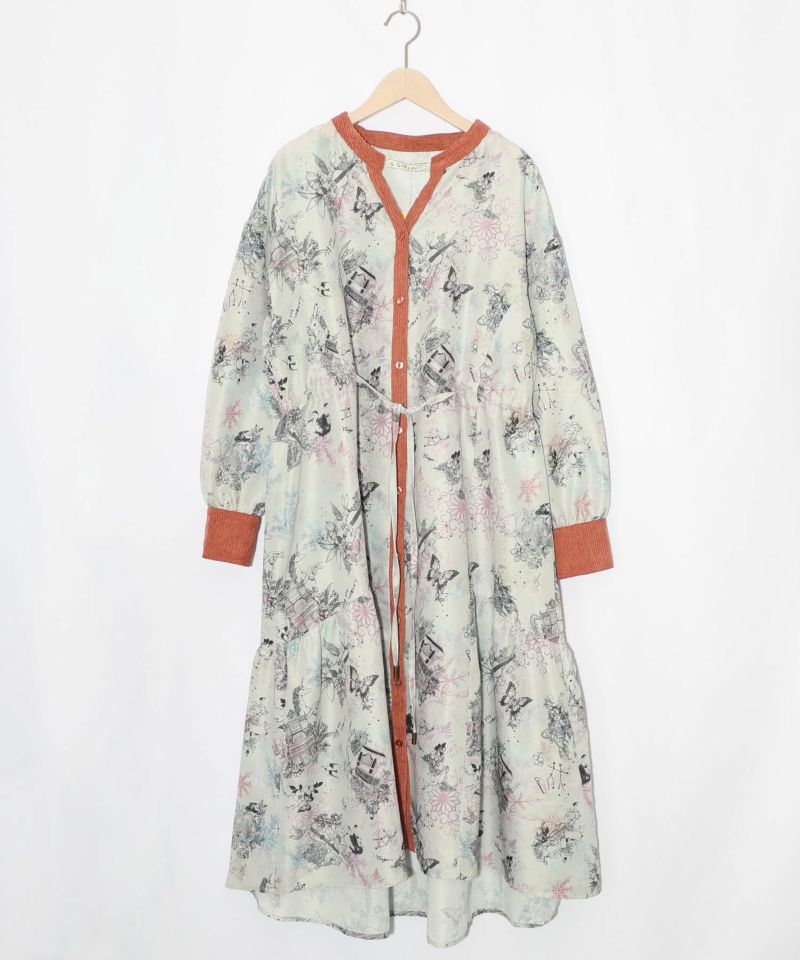 星座・楽器・雪の結晶柄 布帛×コーデュロイワンピ-16