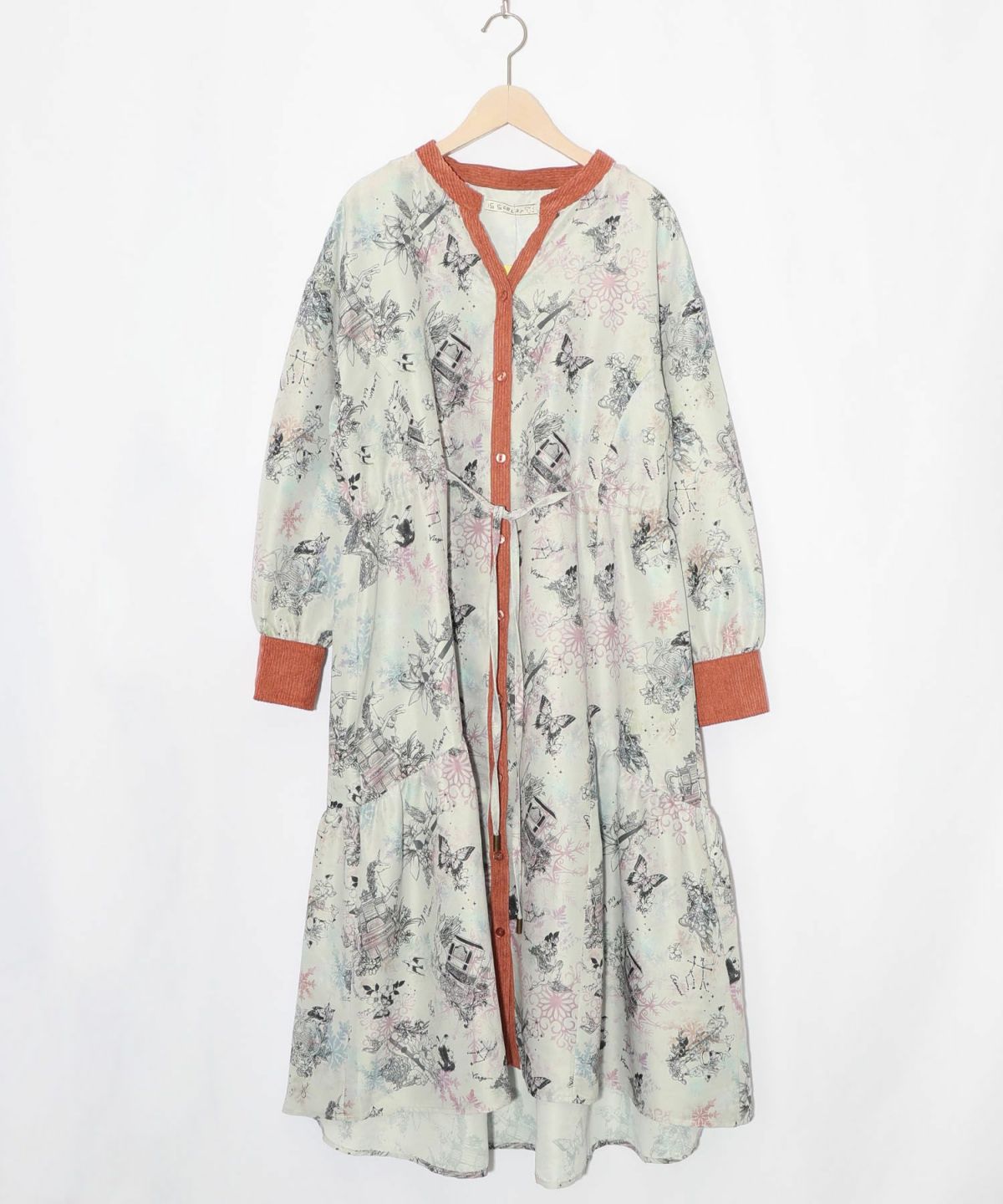 星座・楽器・雪の結晶柄 布帛×コーデュロイワンピ-16