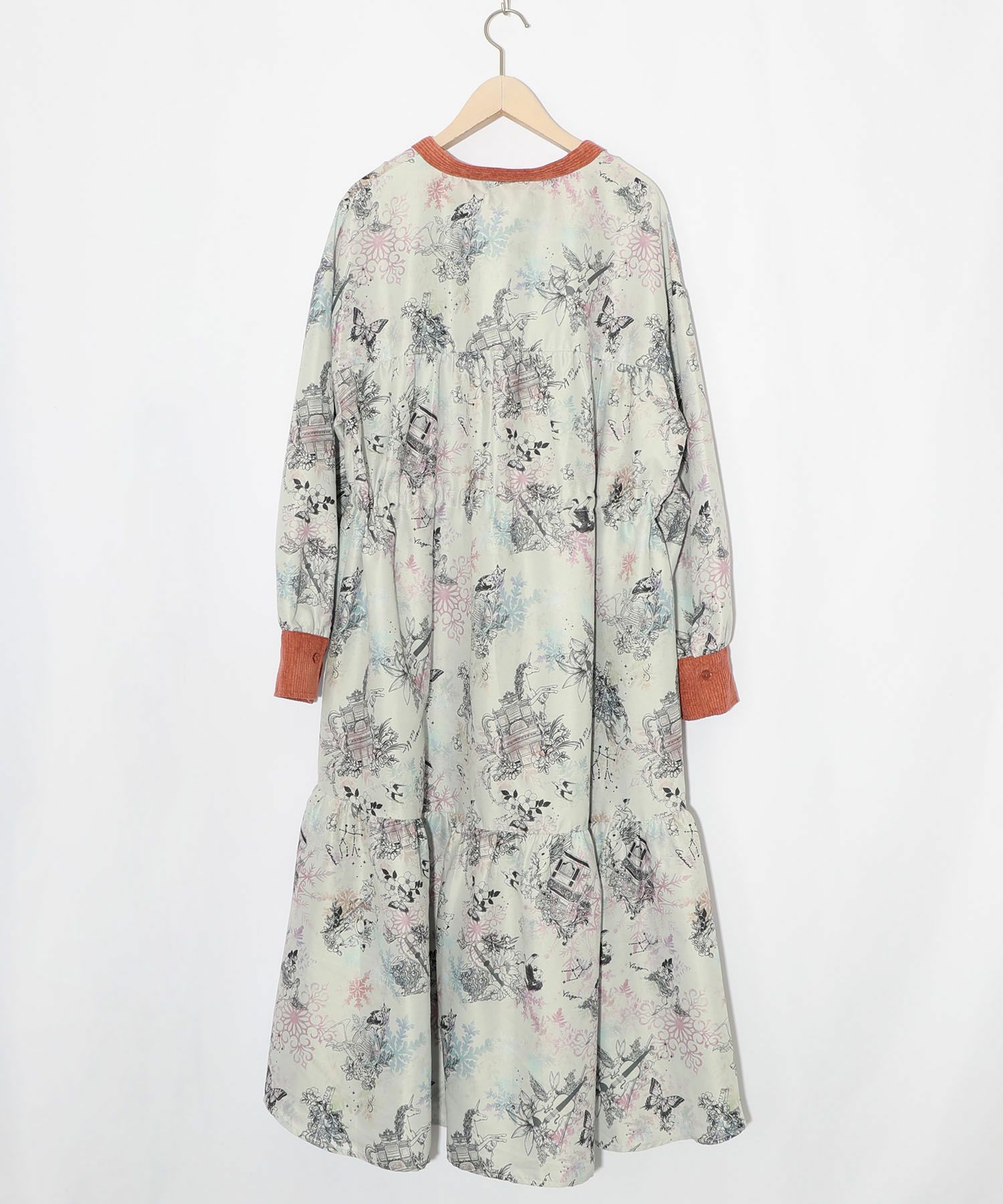 星座・楽器・雪の結晶柄 布帛×コーデュロイワンピ-17