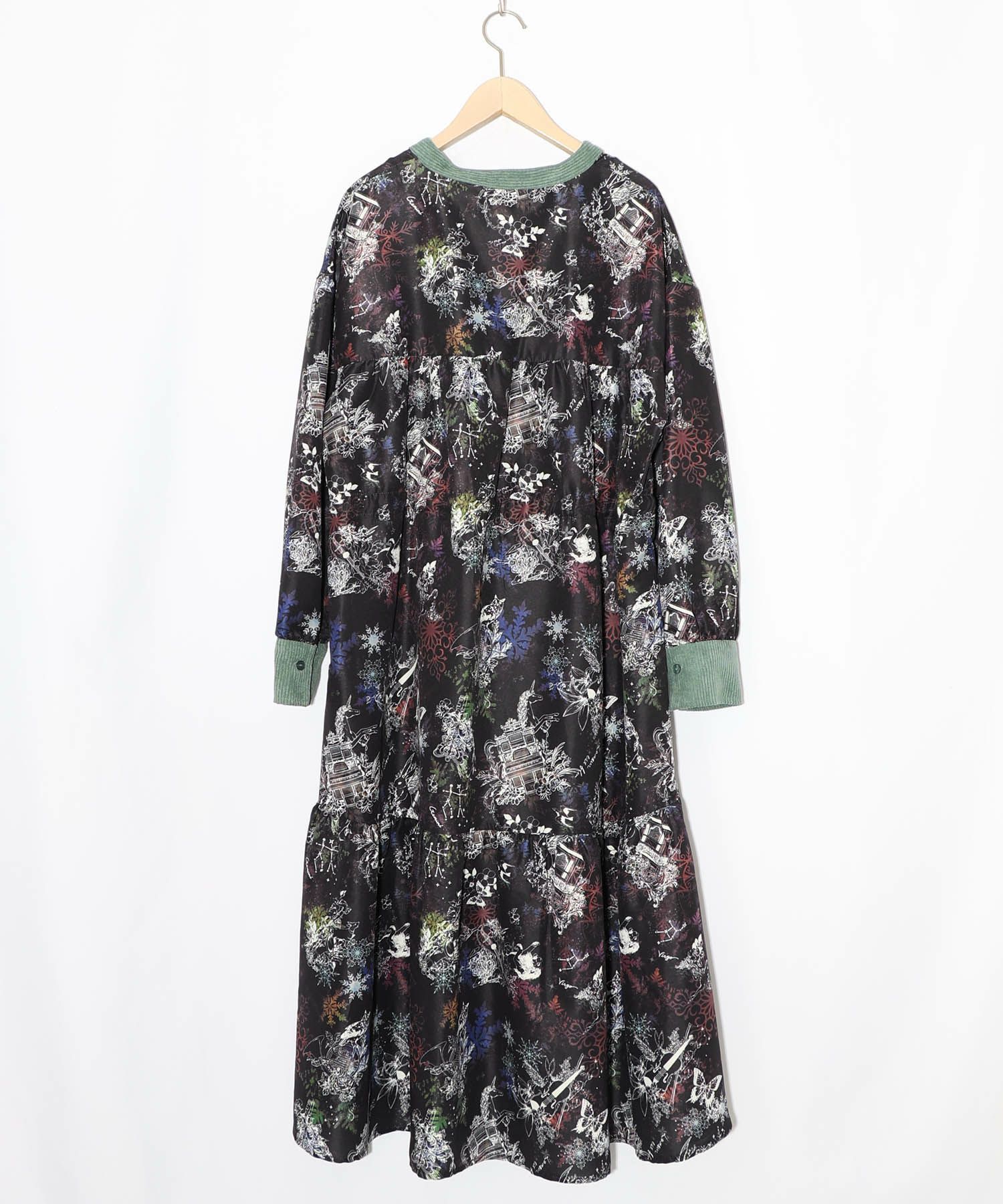 星座・楽器・雪の結晶柄 布帛×コーデュロイワンピ-20