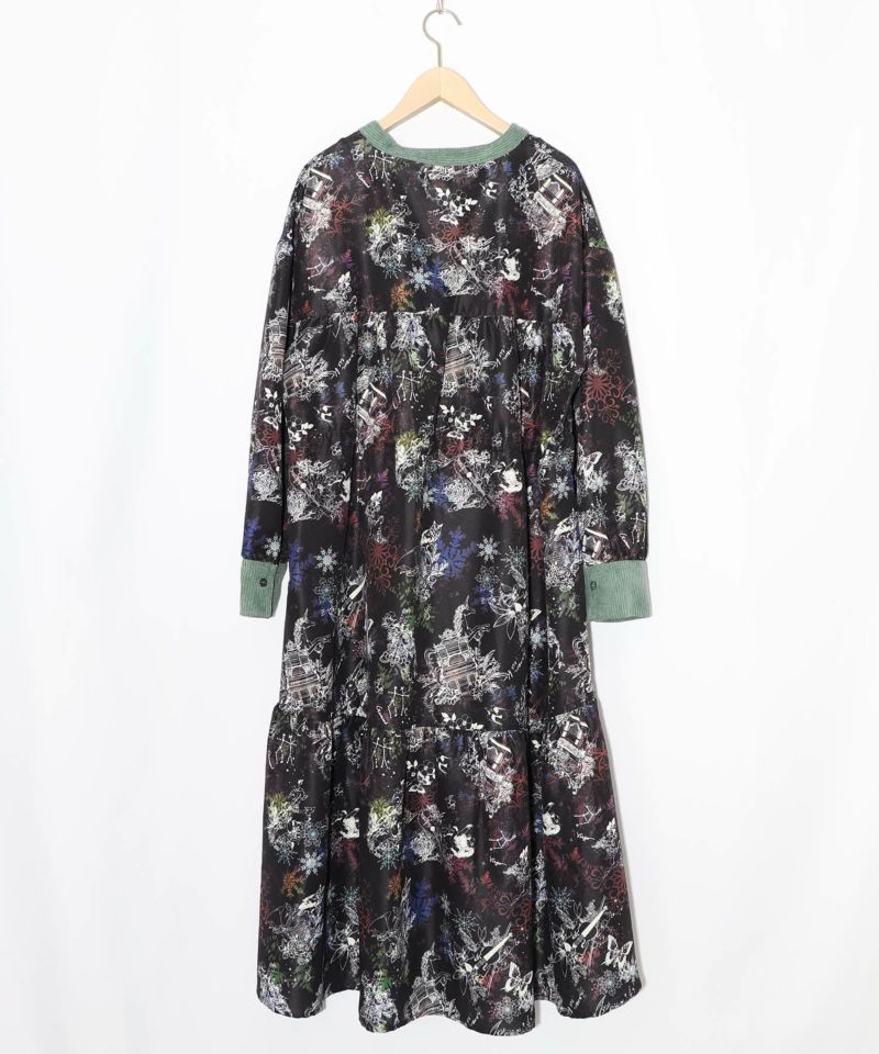 星座・楽器・雪の結晶柄 布帛×コーデュロイワンピ-20