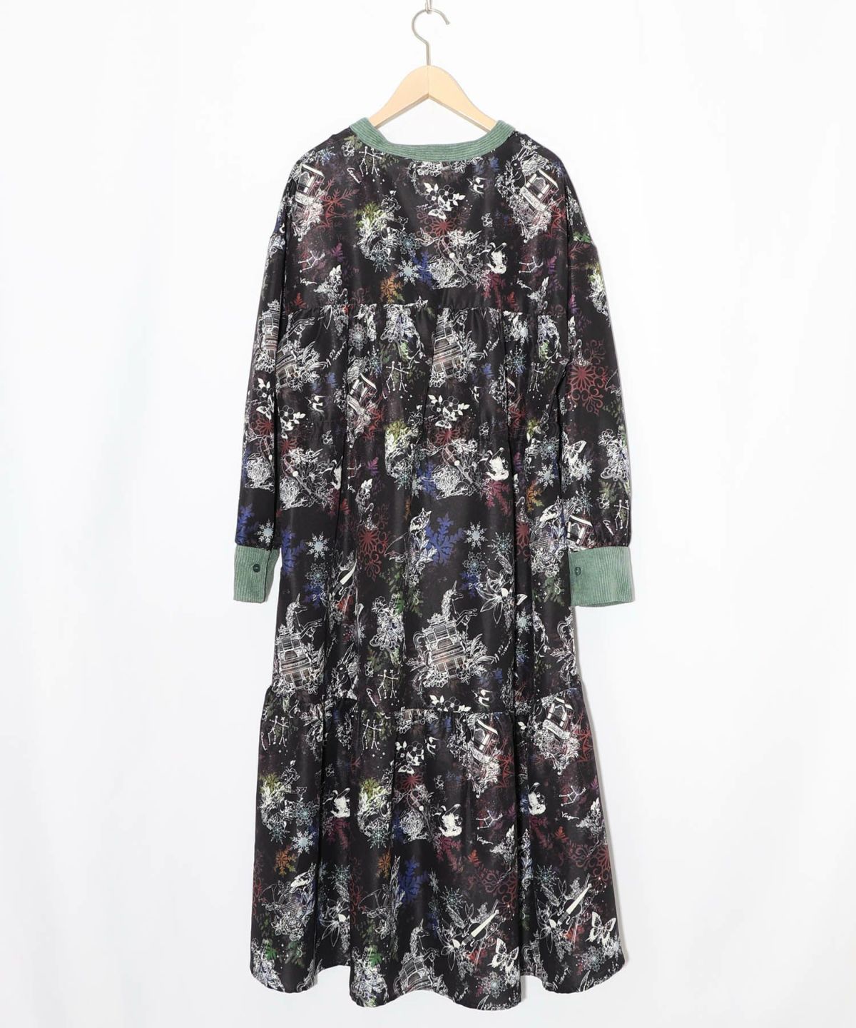 星座・楽器・雪の結晶柄 布帛×コーデュロイワンピ-20