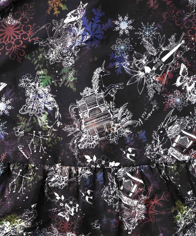 星座・楽器・雪の結晶柄 布帛×コーデュロイワンピ-21