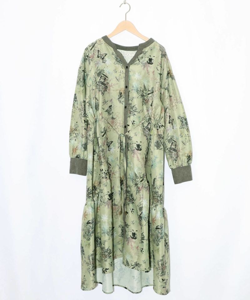 星座・楽器・雪の結晶柄 布帛×コーデュロイワンピ-22