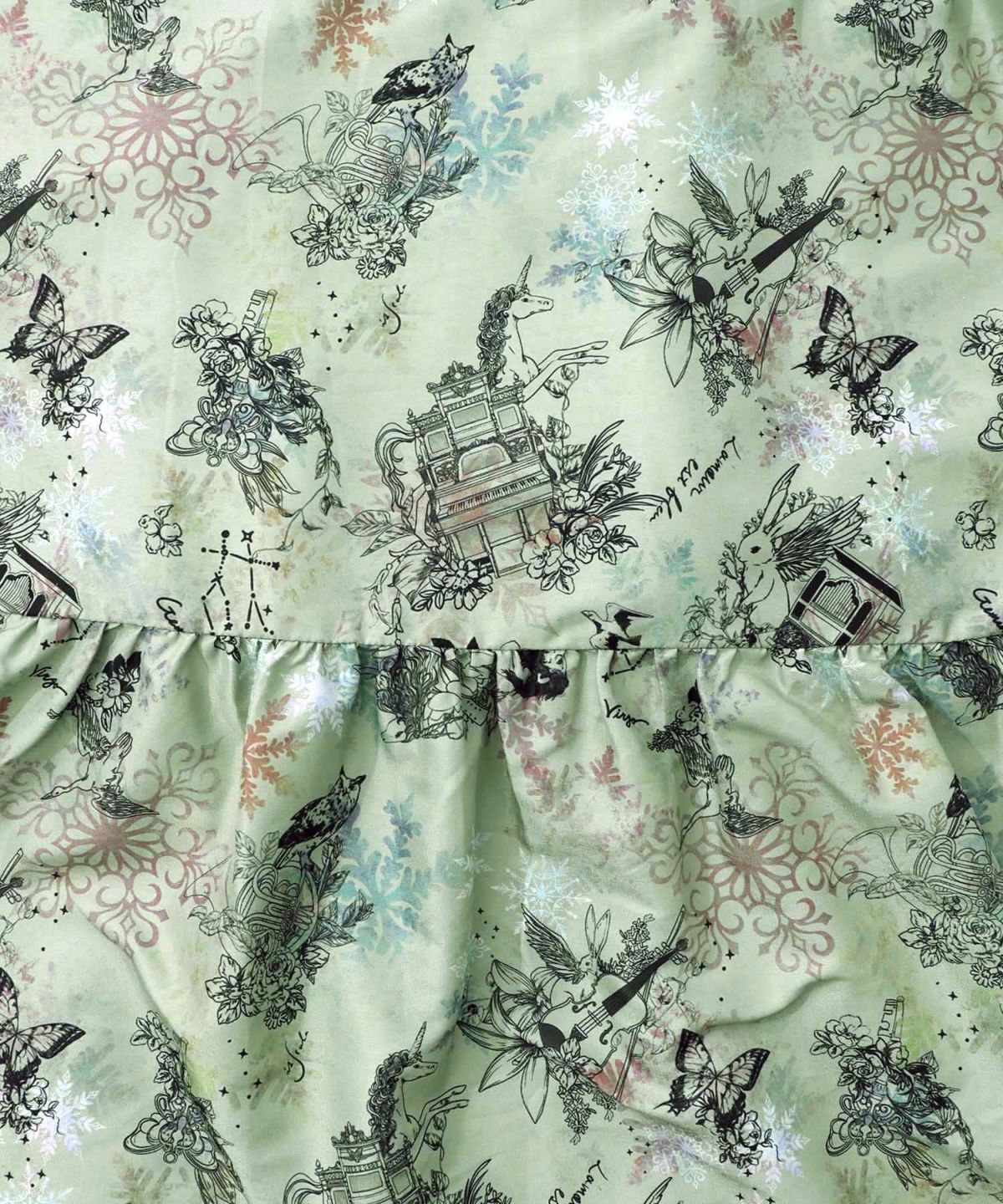 星座・楽器・雪の結晶柄 布帛×コーデュロイワンピ-24