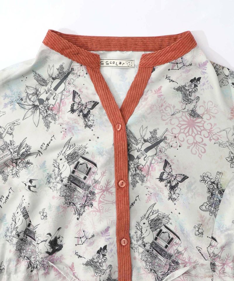 星座・楽器・雪の結晶柄 布帛×コーデュロイワンピ-25