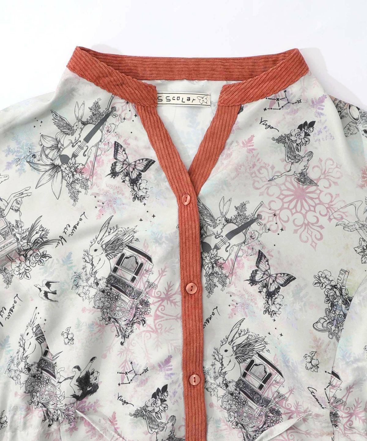 星座・楽器・雪の結晶柄 布帛×コーデュロイワンピ-25