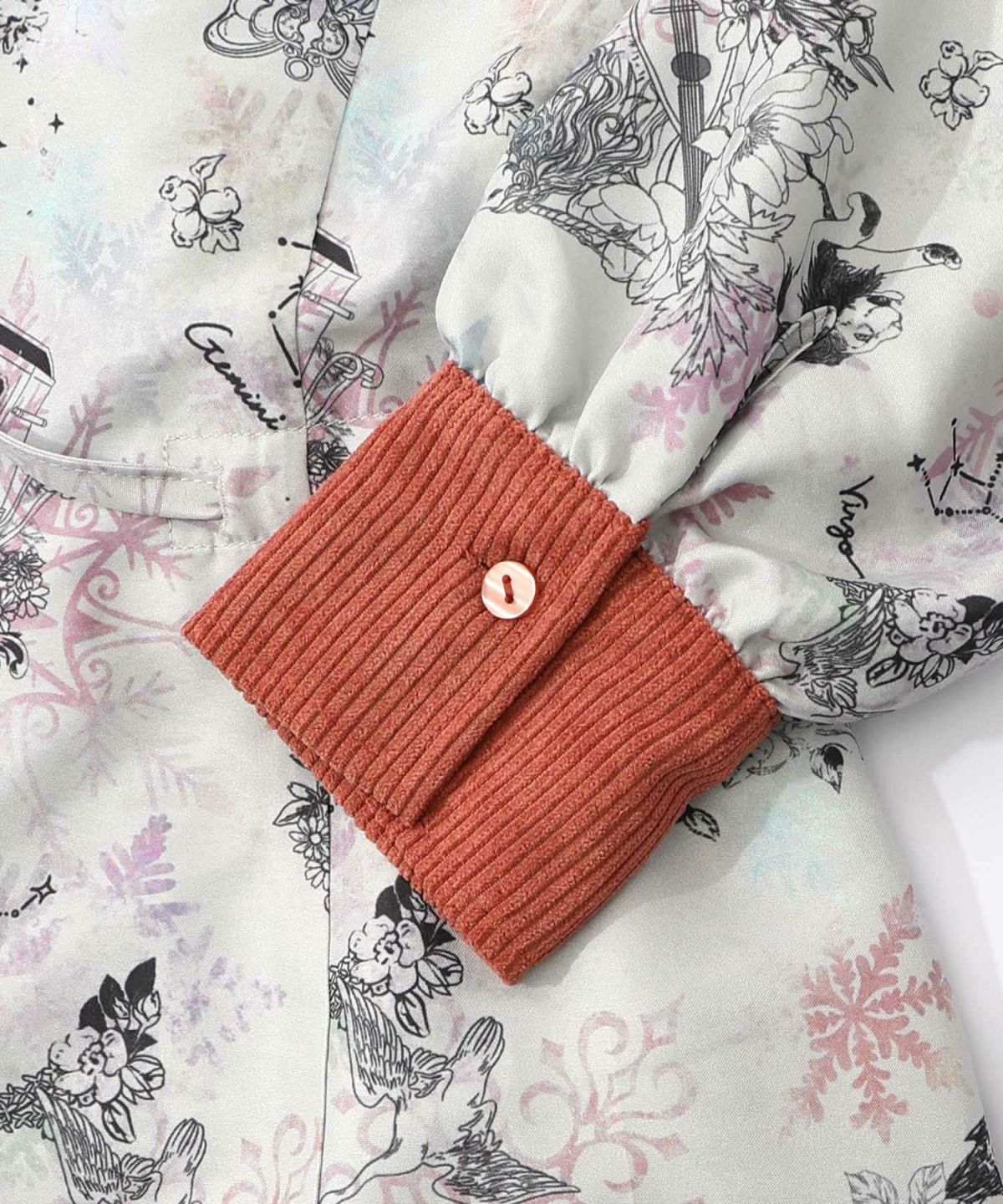 星座・楽器・雪の結晶柄 布帛×コーデュロイワンピ-27