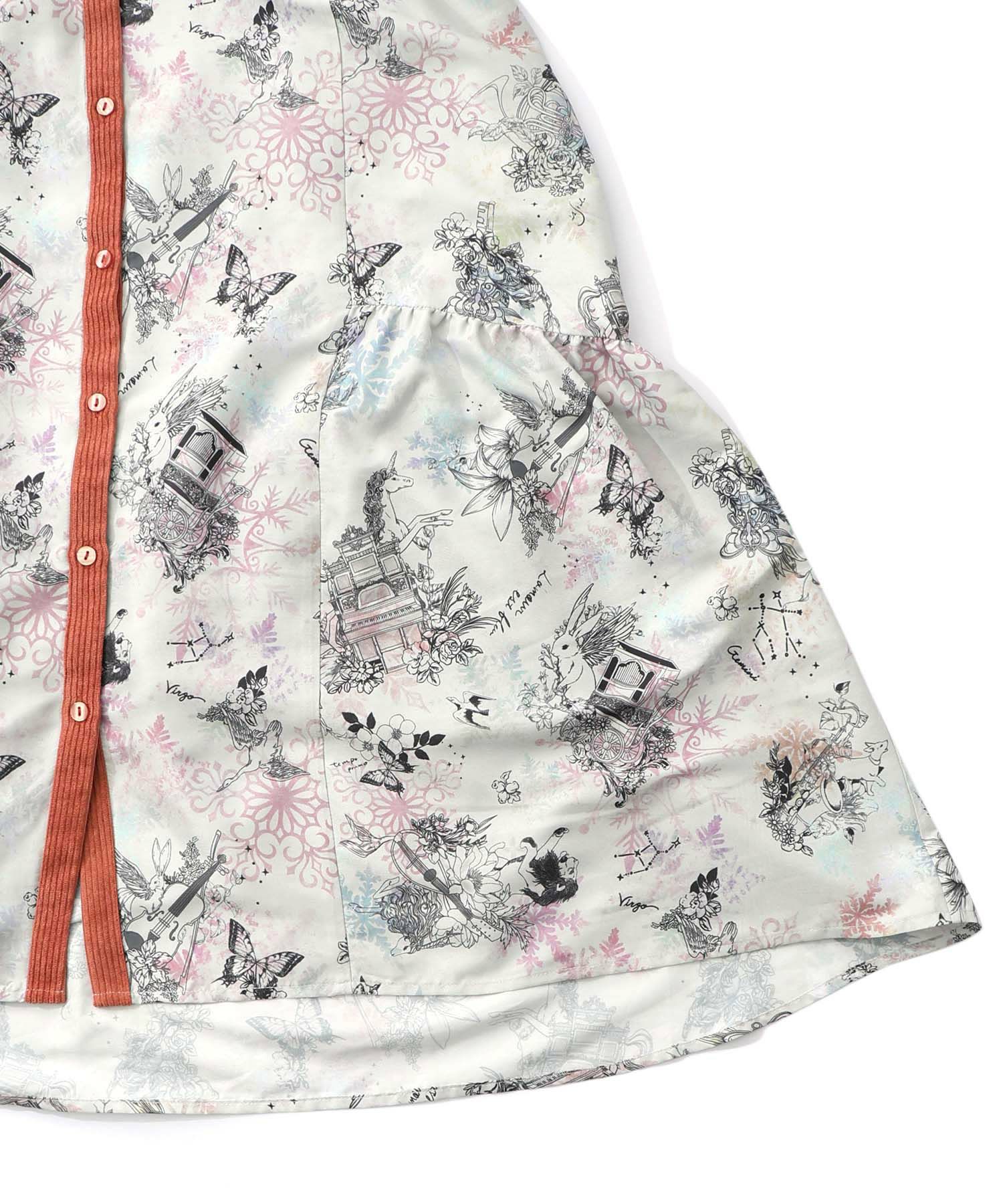 星座・楽器・雪の結晶柄 布帛×コーデュロイワンピ-28