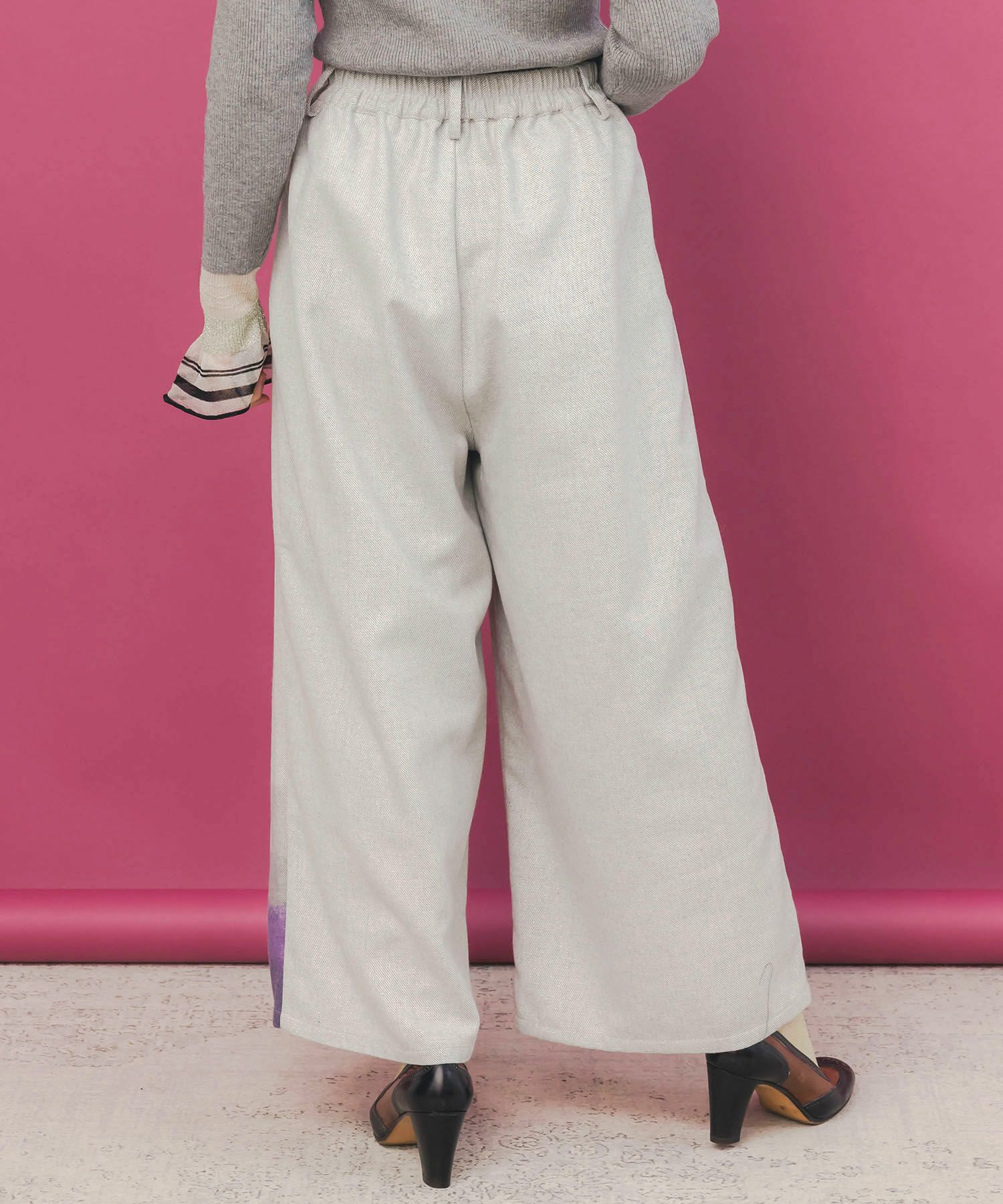 花柄裾グラデラメツイード×裏地パンツ-5