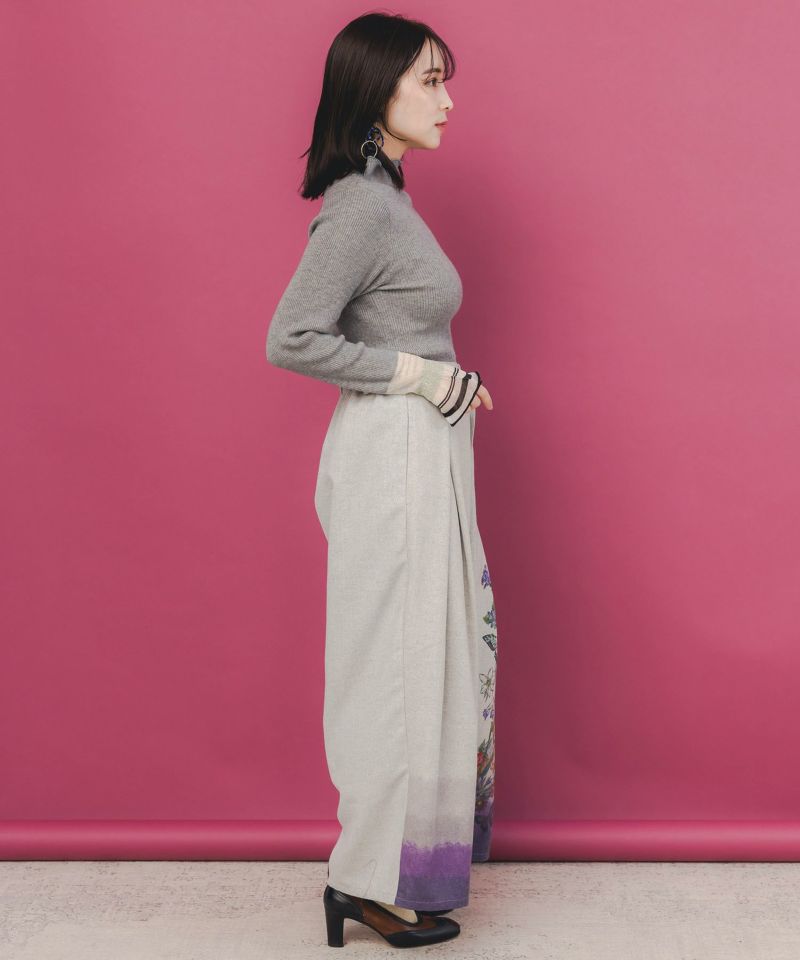 花柄裾グラデラメツイード×裏地パンツ-6