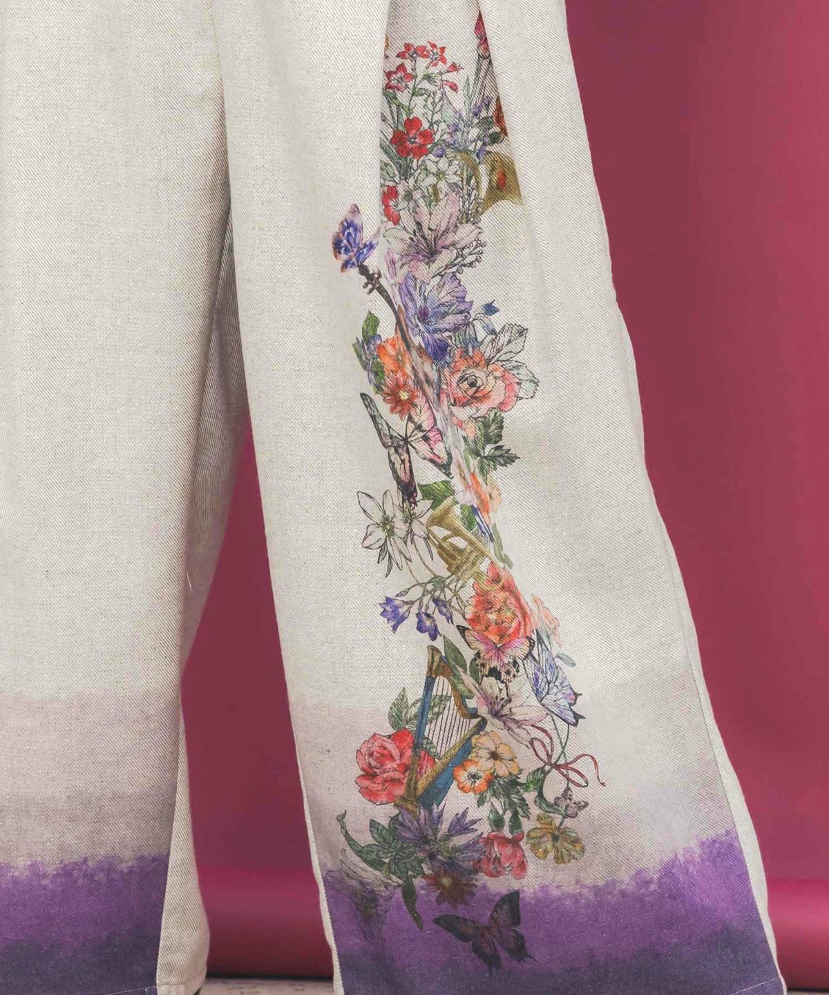 花柄裾グラデラメツイード×裏地パンツ-7