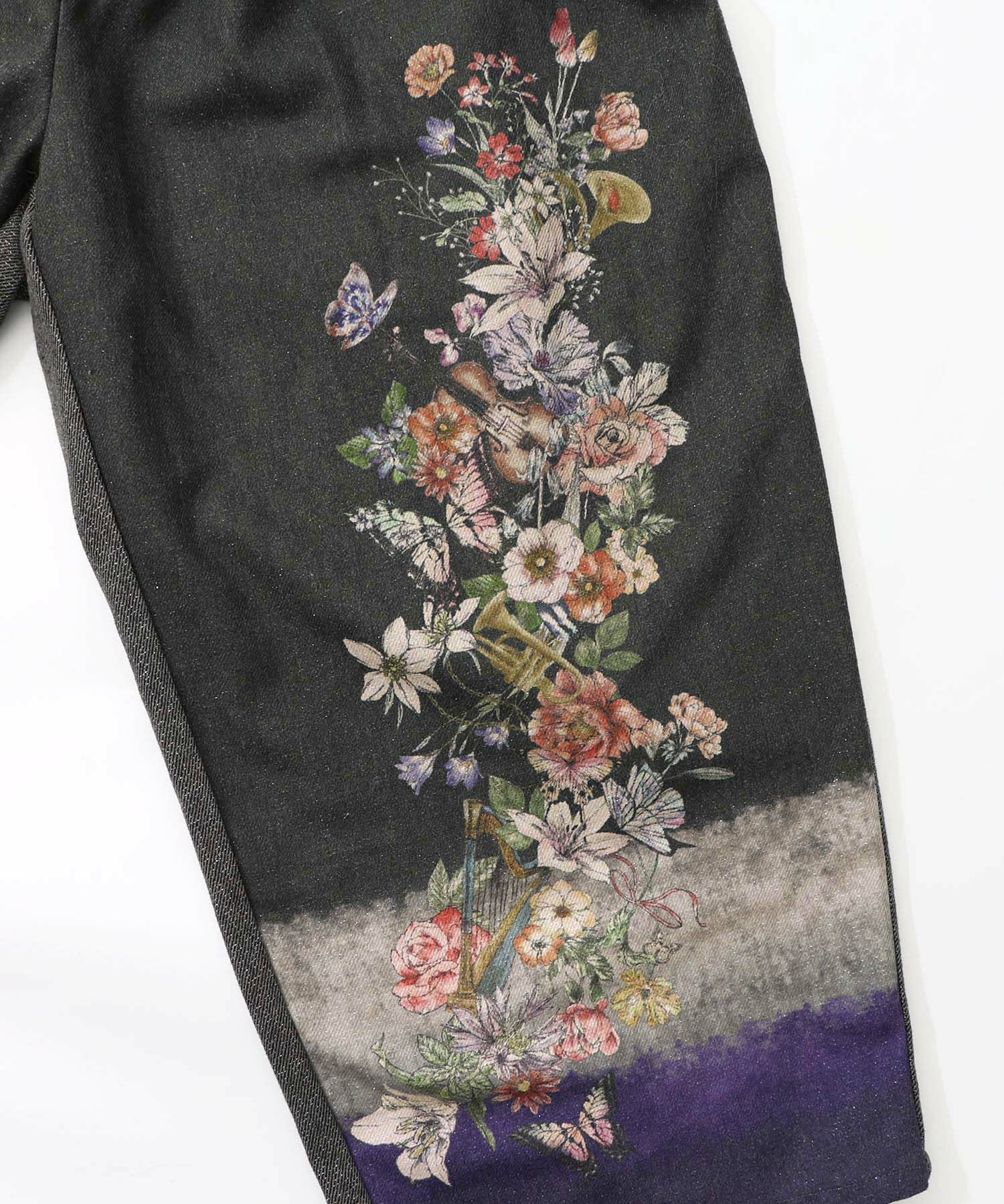 花柄裾グラデラメツイード×裏地パンツ-10