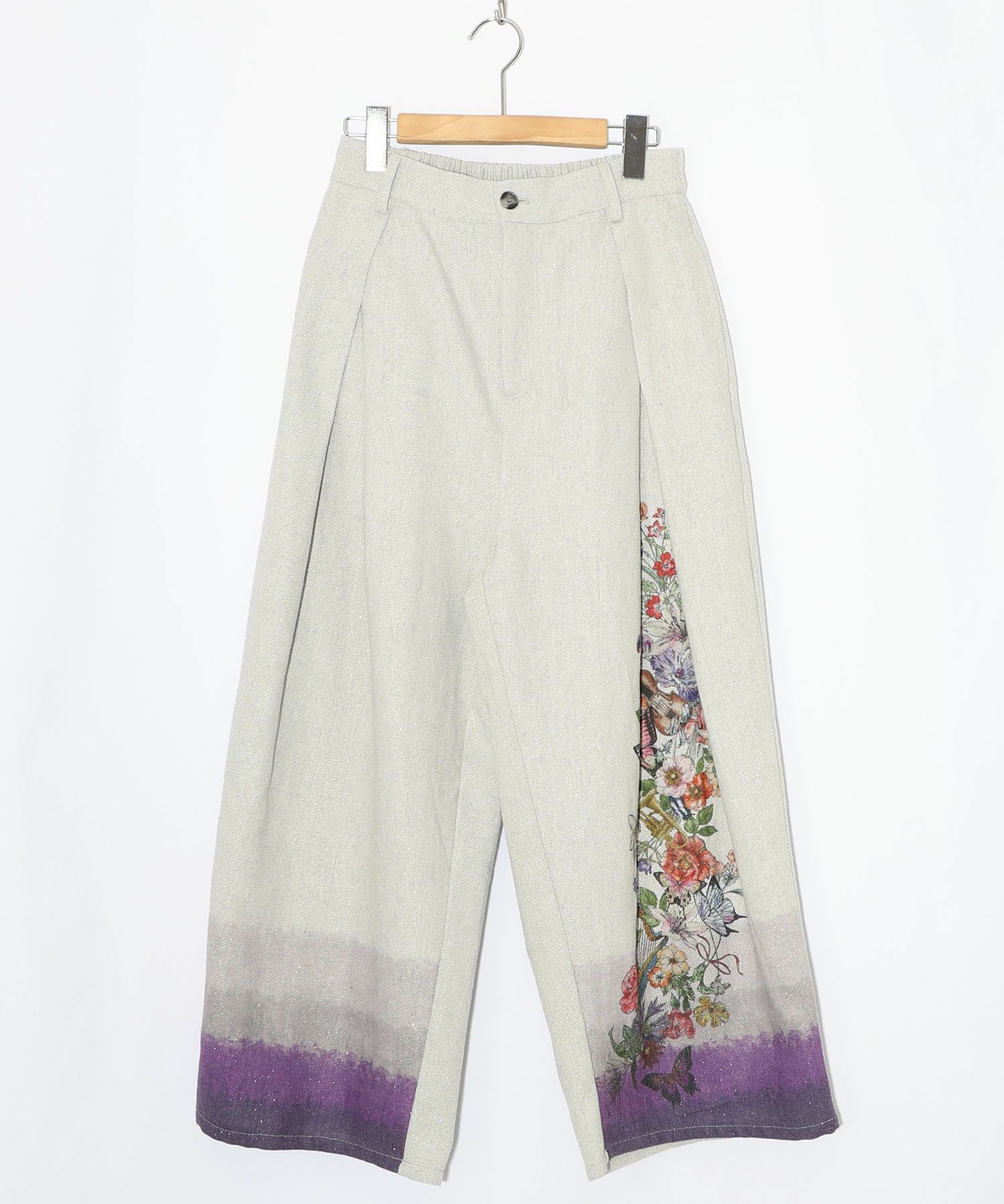 花柄裾グラデラメツイード×裏地パンツ-11