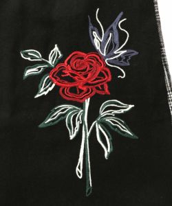 バラ刺繍起毛チェック×蝶レース×フェイクウールコート-12